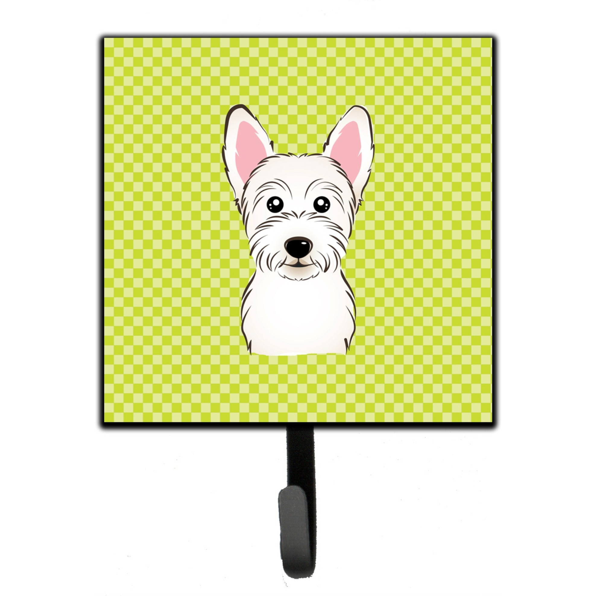 &quotCaroline's Treasures BB1288SH4 Checkerboard Lime Green Westie Leash or Key Holder, Small, Multicolor"