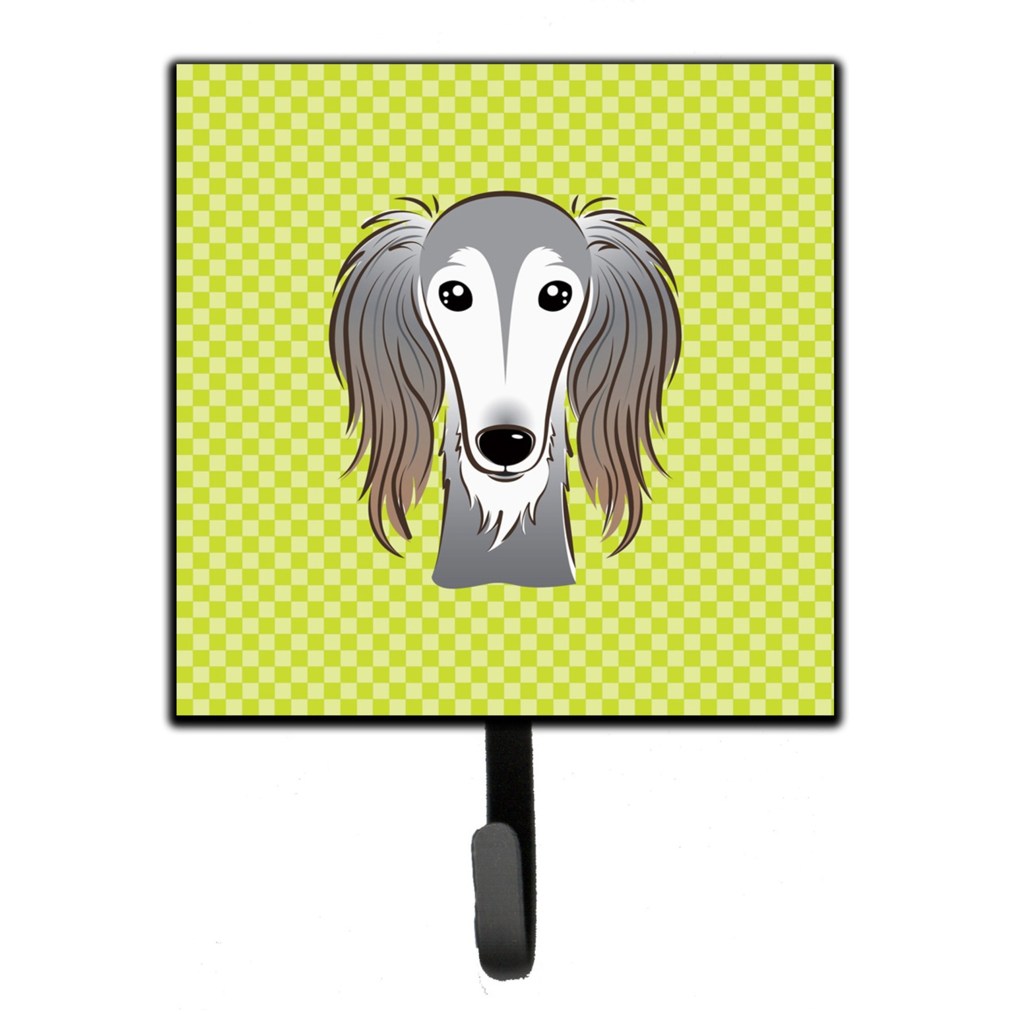 &quotCaroline's Treasures BB1291SH4 Checkerboard Lime Green Saluki Leash or Key Holder, Small, Multicolor"
