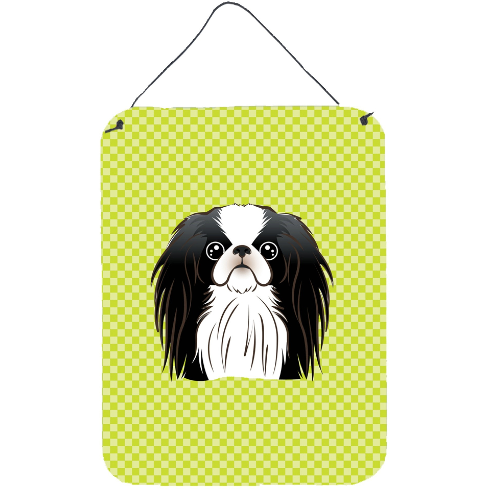 &quotCaroline's Treasures Checkerboard Lime Green Japanese Chin Wall or Door Hanging Prints, 16"" x 12"""