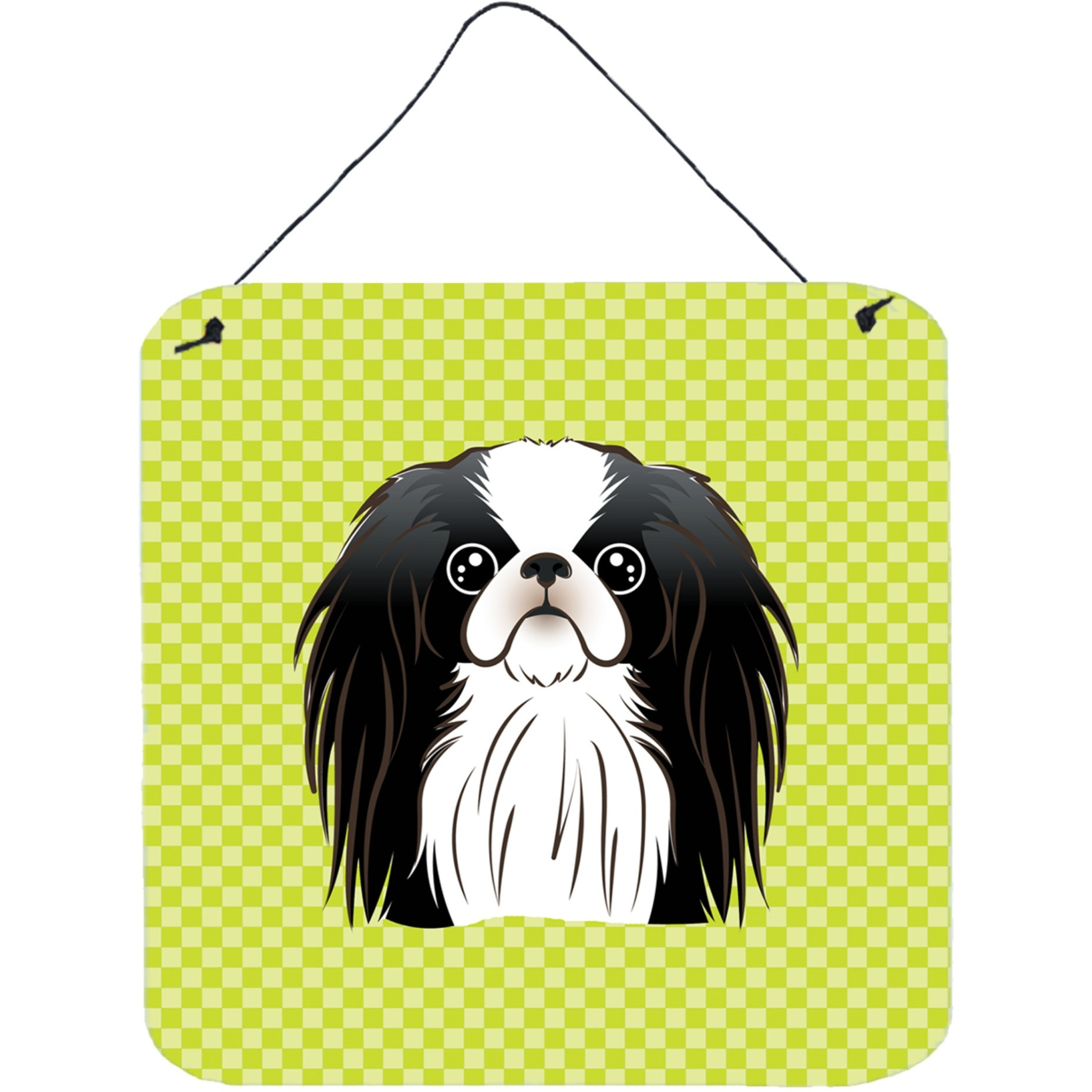 &quotCaroline's Treasures Checkerboard Lime Green Japanese Chin Wall or Door Hanging Prints, 6 x 6"""