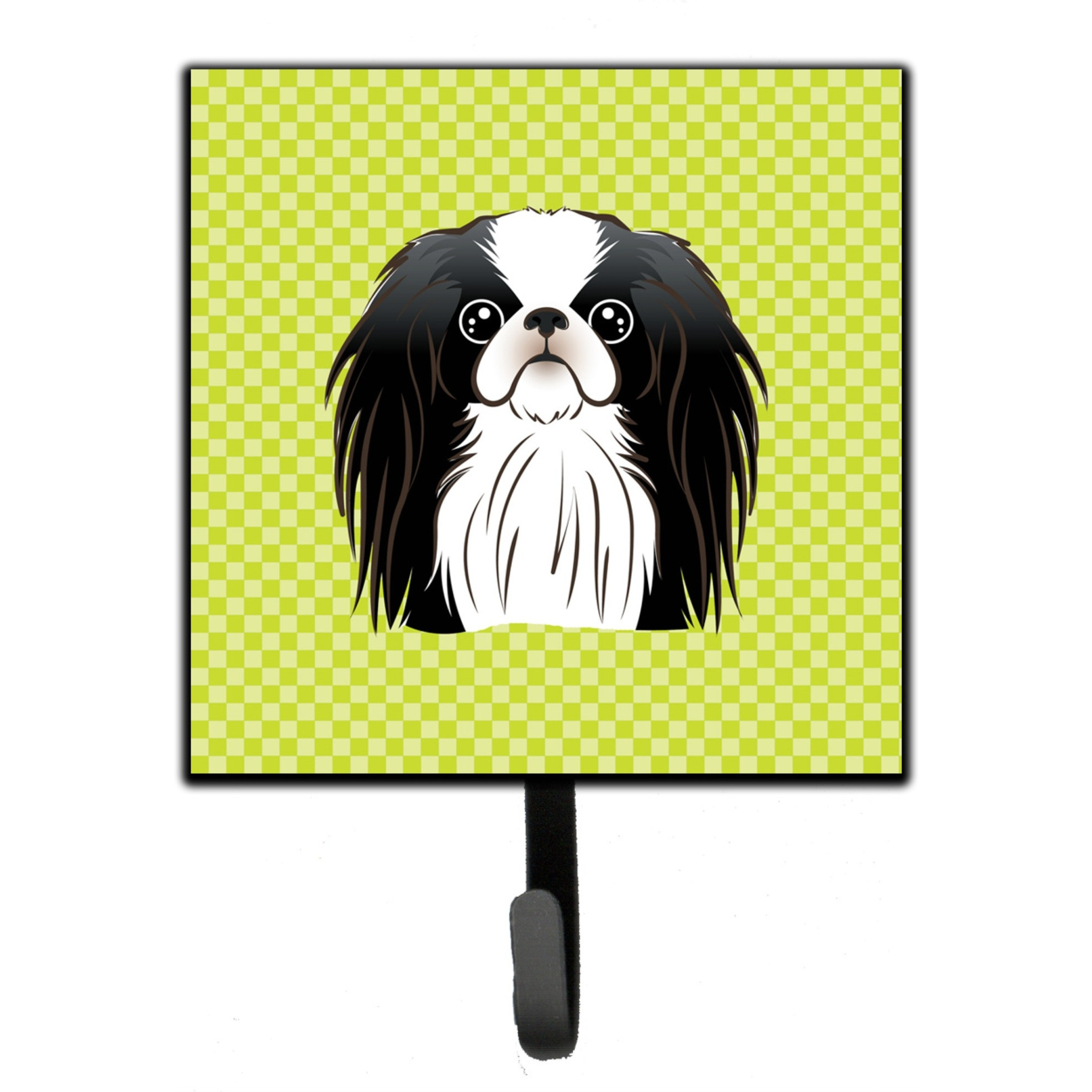 &quotCaroline's Treasures BB1292SH4 Checkerboard Lime Green Japanese Chin Leash or Key Holder, Small, Multicolor"