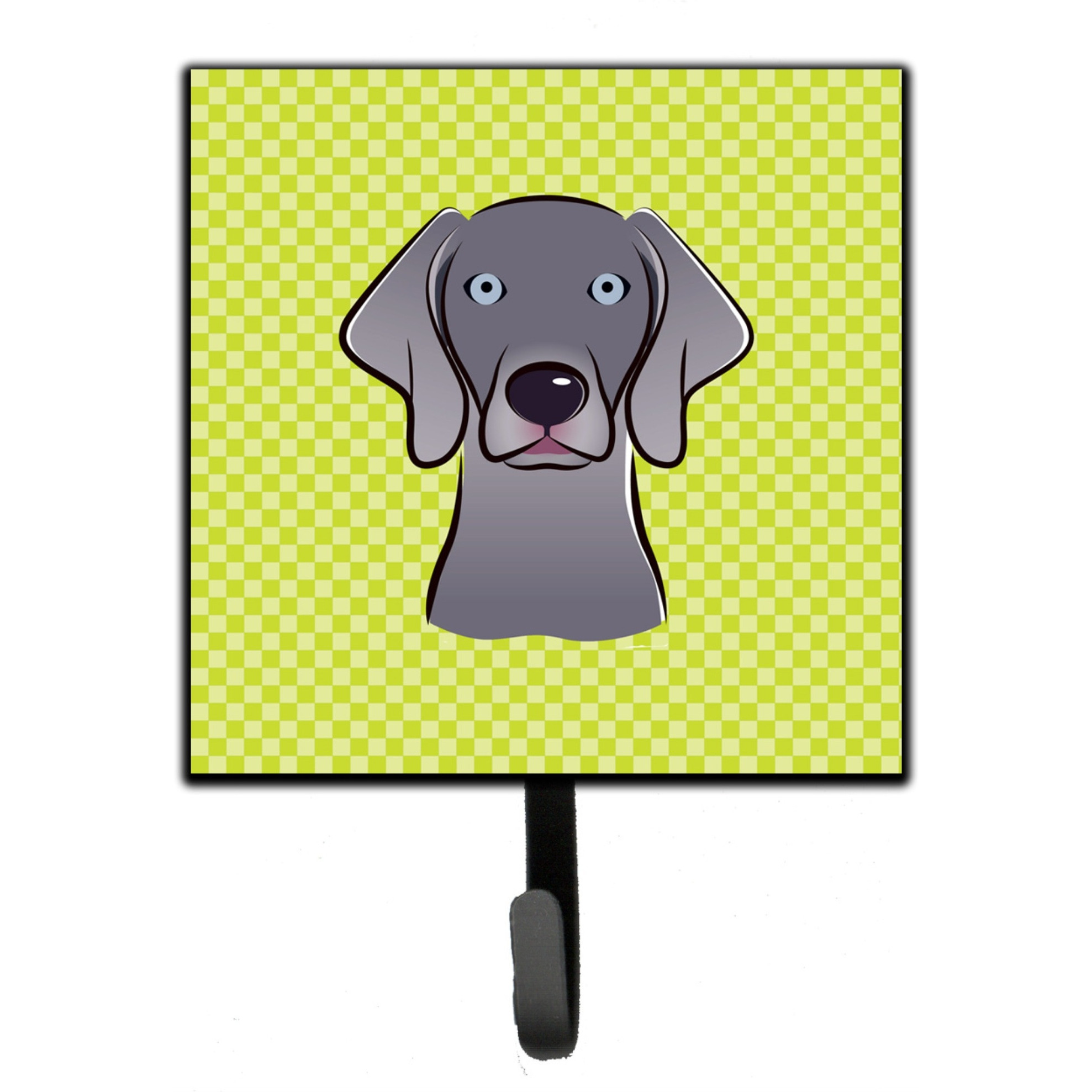 &quotCaroline's Treasures BB1293SH4 Checkerboard Lime Green Weimaraner Leash or Key Holder, Small, Multicolor"