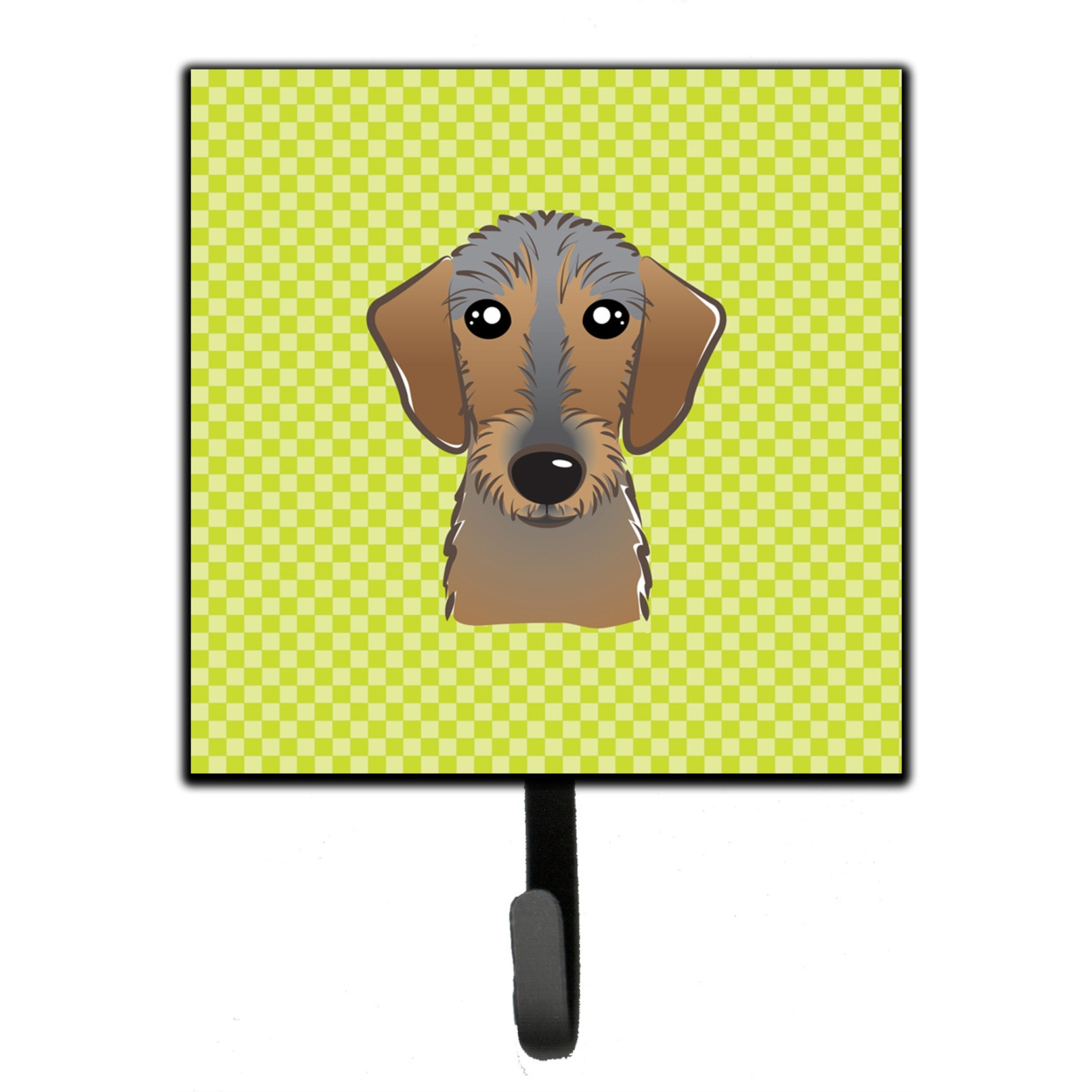 &quotCaroline's Treasures BB1295SH4 Checkerboard Lime Green Wirehaired Dachshund Leash or Key Holder, Small, Multicolor"