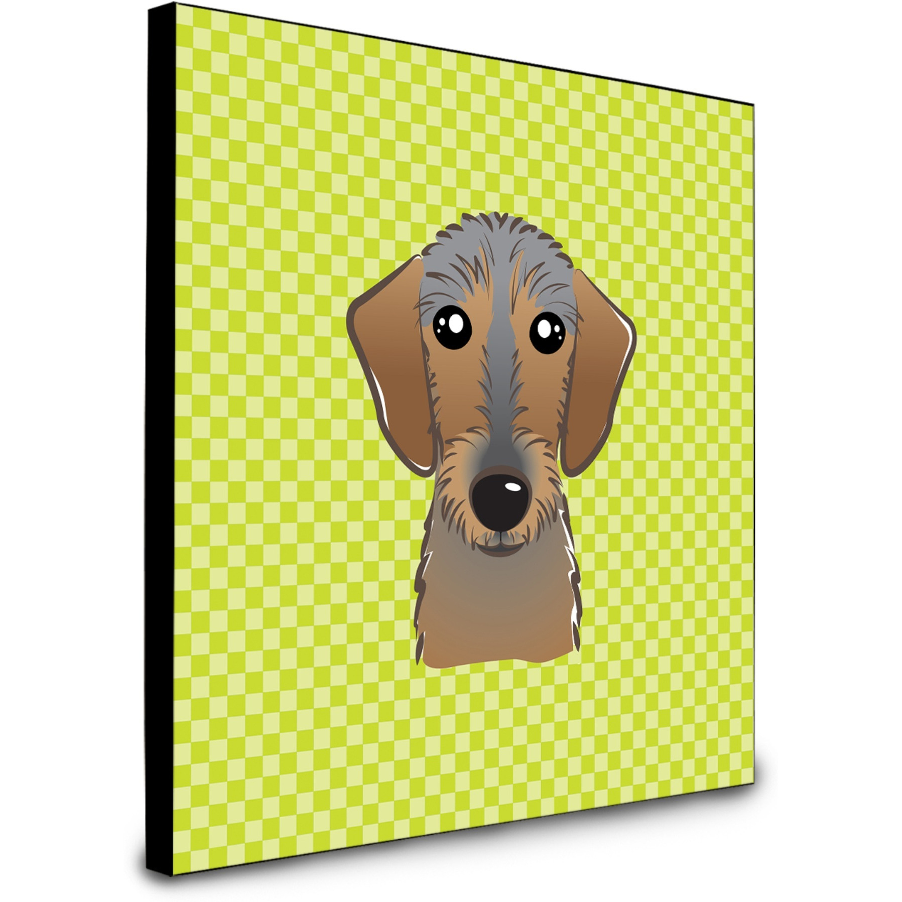 &quotCaroline's Treasures Checkerboard Lime Green Wirehaired Dachshund Artwork Panel wall-decor, Multicolor"