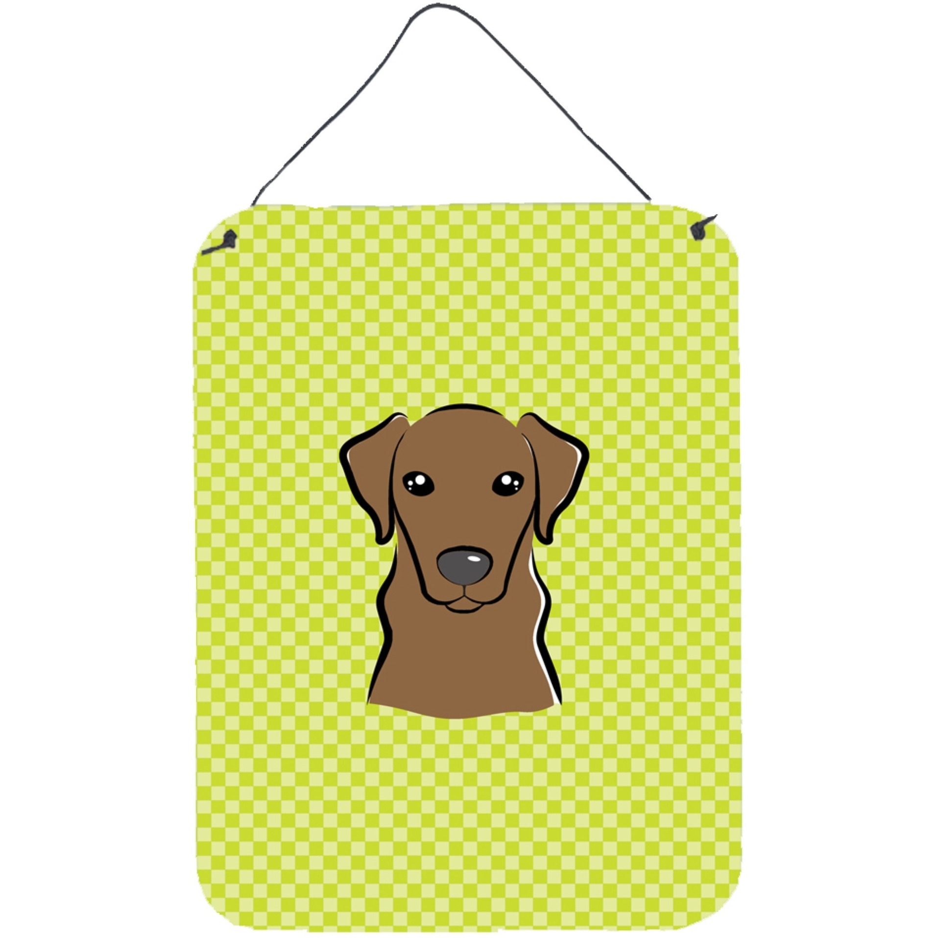 &quotCaroline's Treasures Checkerboard Lime Green Chocolate Labrador Wall or Door Hanging Prints, 16"" x 12"""