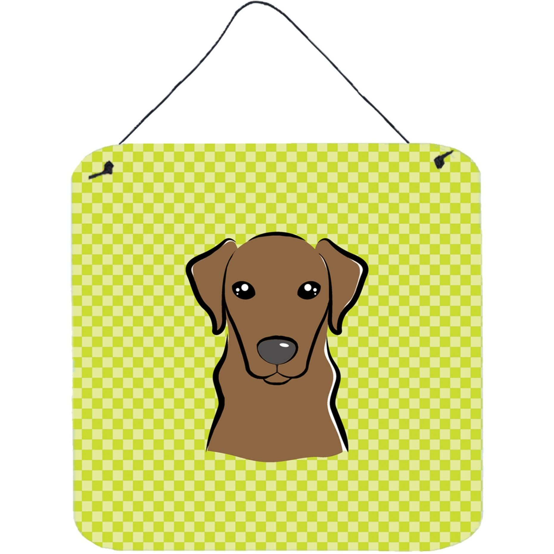 &quotCaroline's Treasures Checkerboard Lime Green Chocolate Labrador Wall or Door Hanging Prints, 6 x 6"""