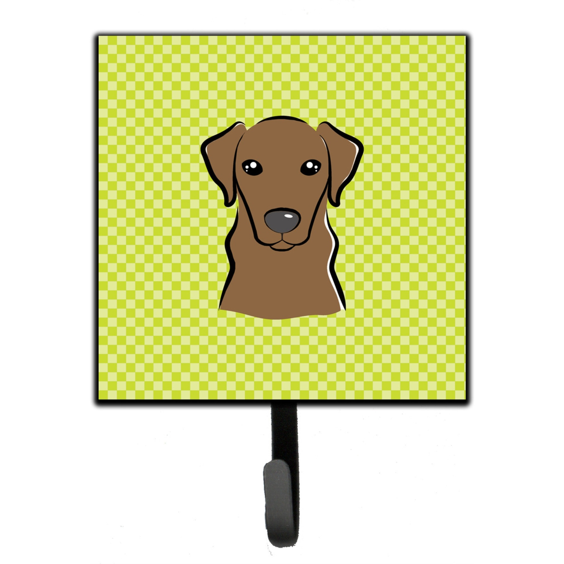 &quotCaroline's Treasures BB1296SH4 Checkerboard Lime Green Chocolate Labrador Leash or Key Holder, Small, Multicolor"