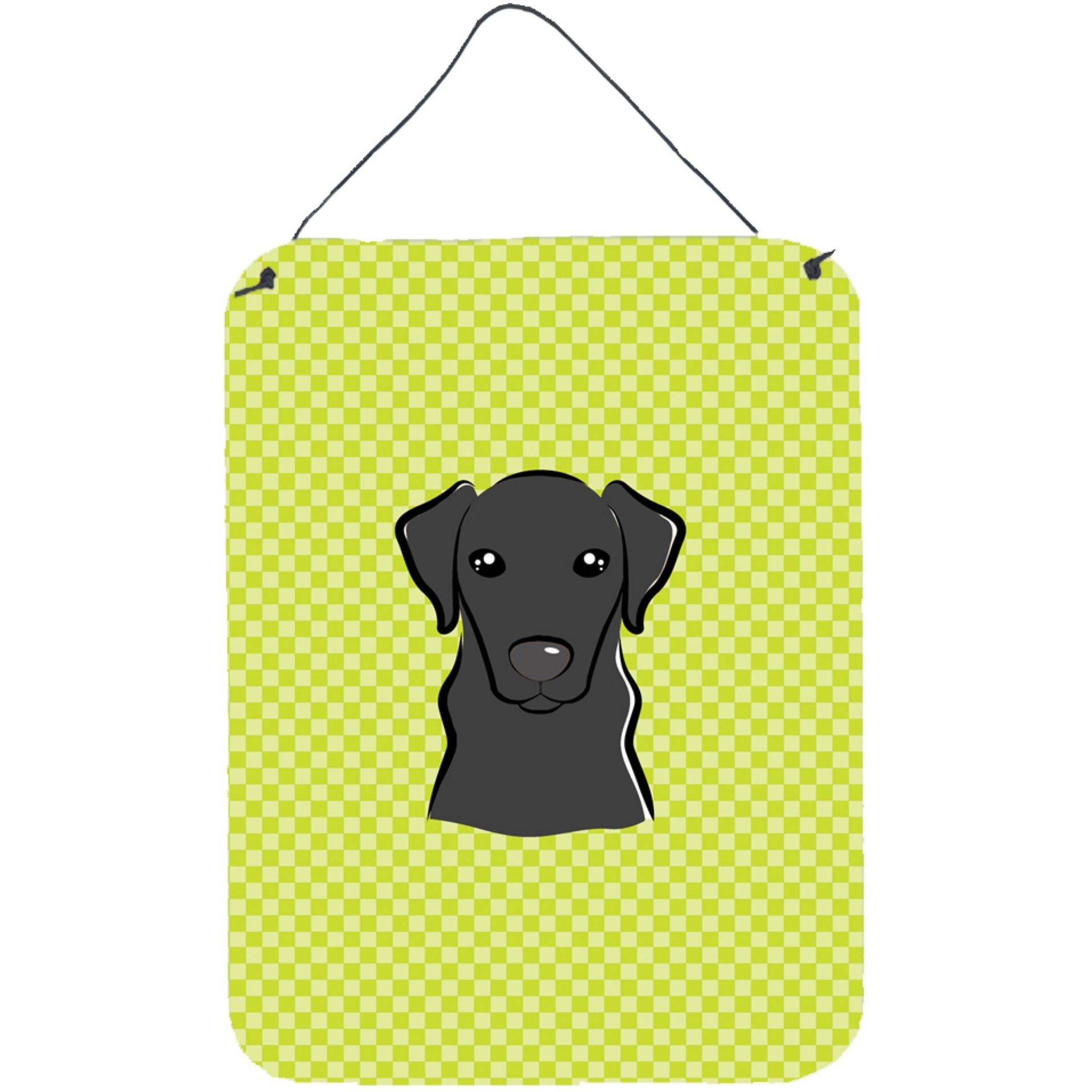 &quotCaroline's Treasures Checkerboard Lime Green Black Labrador Wall or Door Hanging Prints, 16"" x 12"""