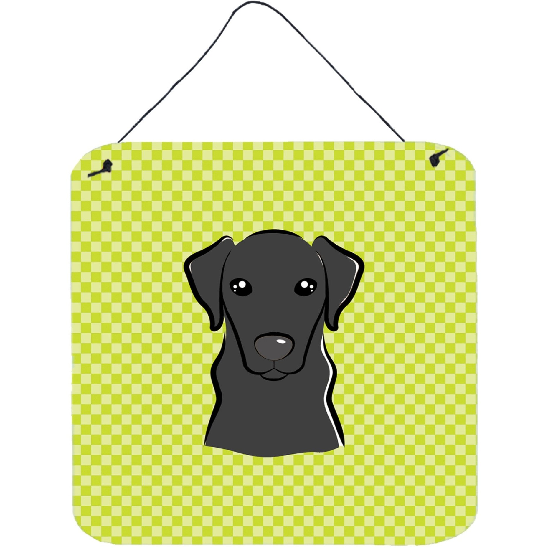 &quotCaroline's Treasures Checkerboard Lime Green Black Labrador Wall or Door Hanging Prints, 6 x 6"""