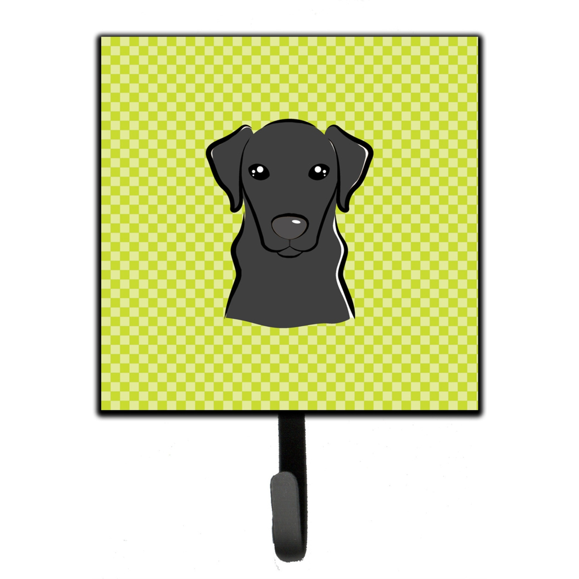 &quotCaroline's Treasures BB1297SH4 Checkerboard Lime Green Black Labrador Leash or Key Holder, Small, Multicolor"