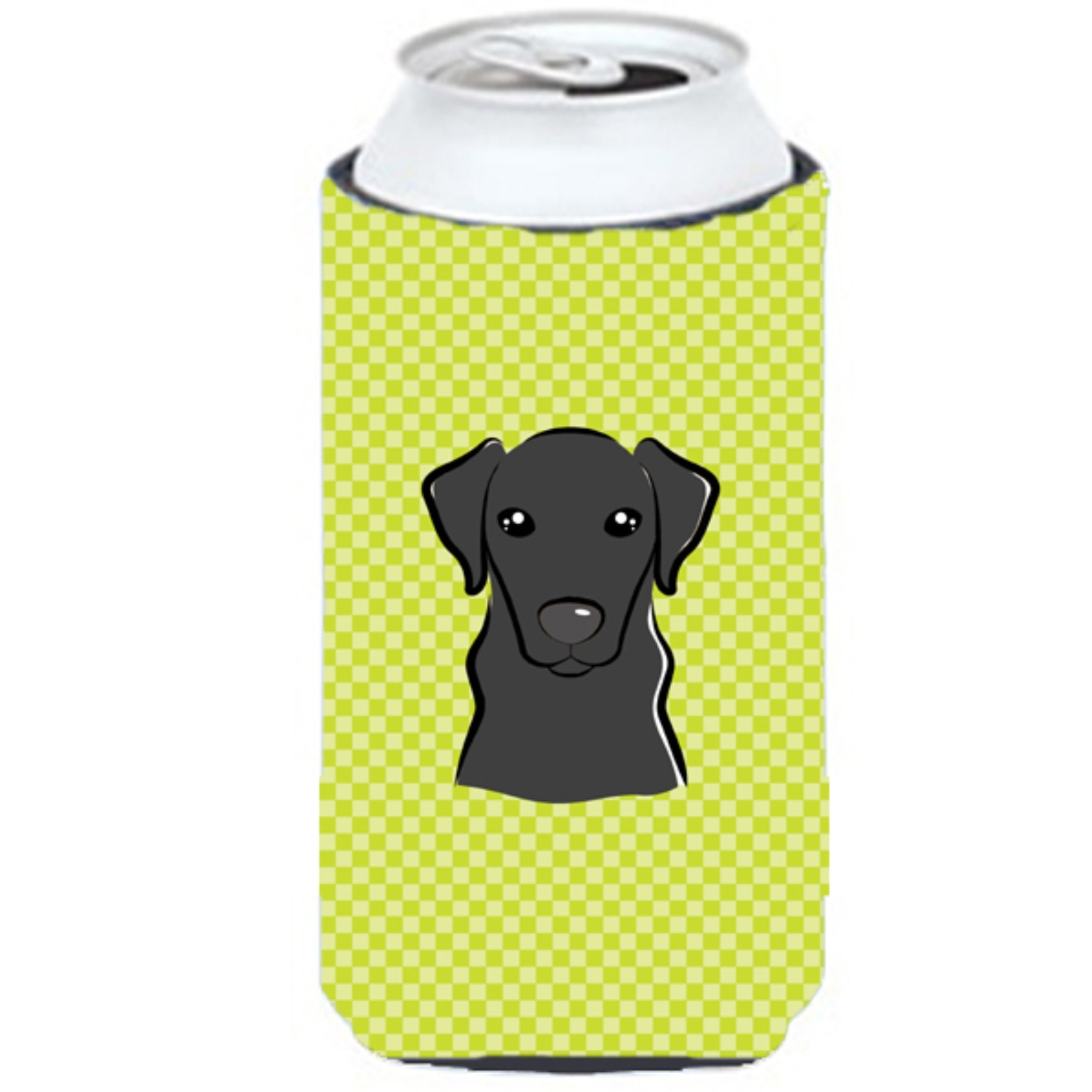 Checkerboard Lime Green Black Labrador Tall Boy Beverage Insulator Hugger BB1297TBC