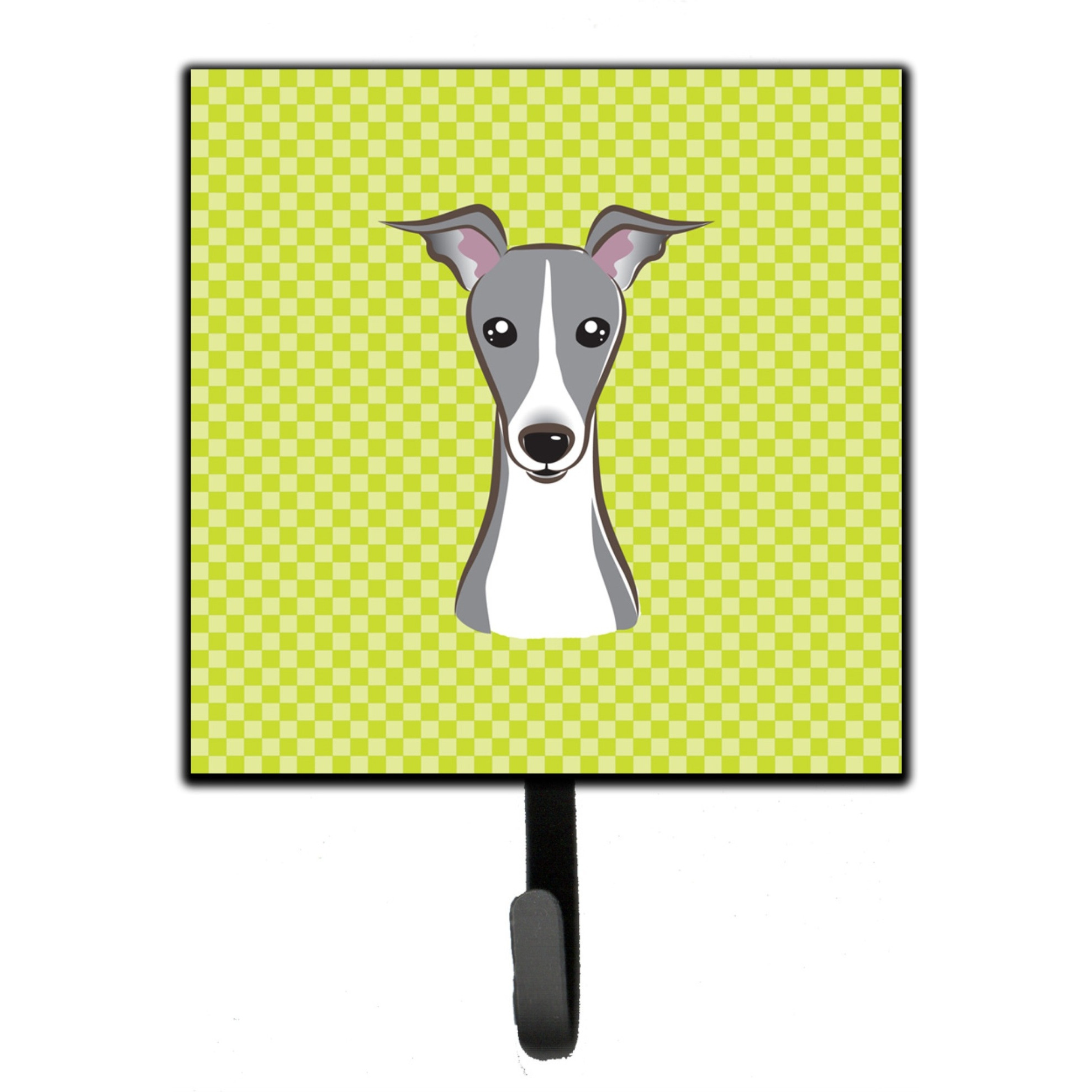 &quotCaroline's Treasures BB1298SH4 Checkerboard Lime Green Italian Greyhound Leash or Key Holder, Small, Multicolor"