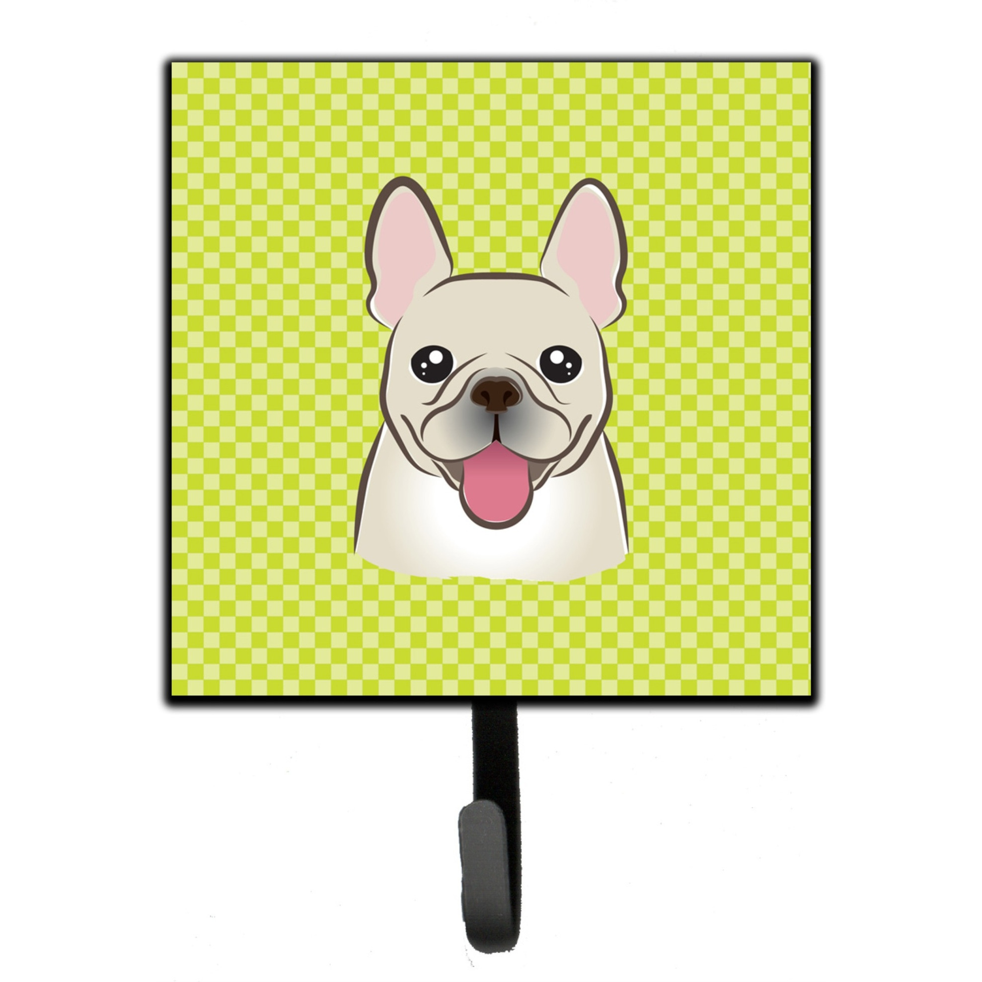 &quotCaroline's Treasures BB1300SH4 Checkerboard Lime Green French Bulldog Leash or Key Holder, Small, Multicolor"