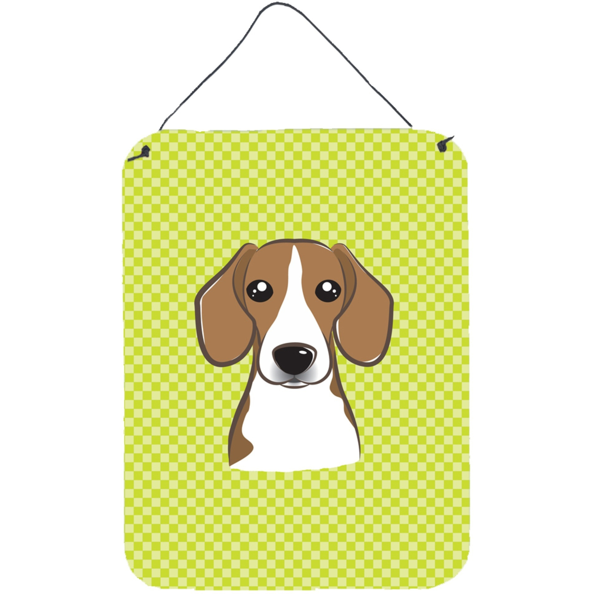 &quotCaroline's Treasures Checkerboard Lime Green Beagle Wall or Door Hanging Prints, 16"" x 12"""