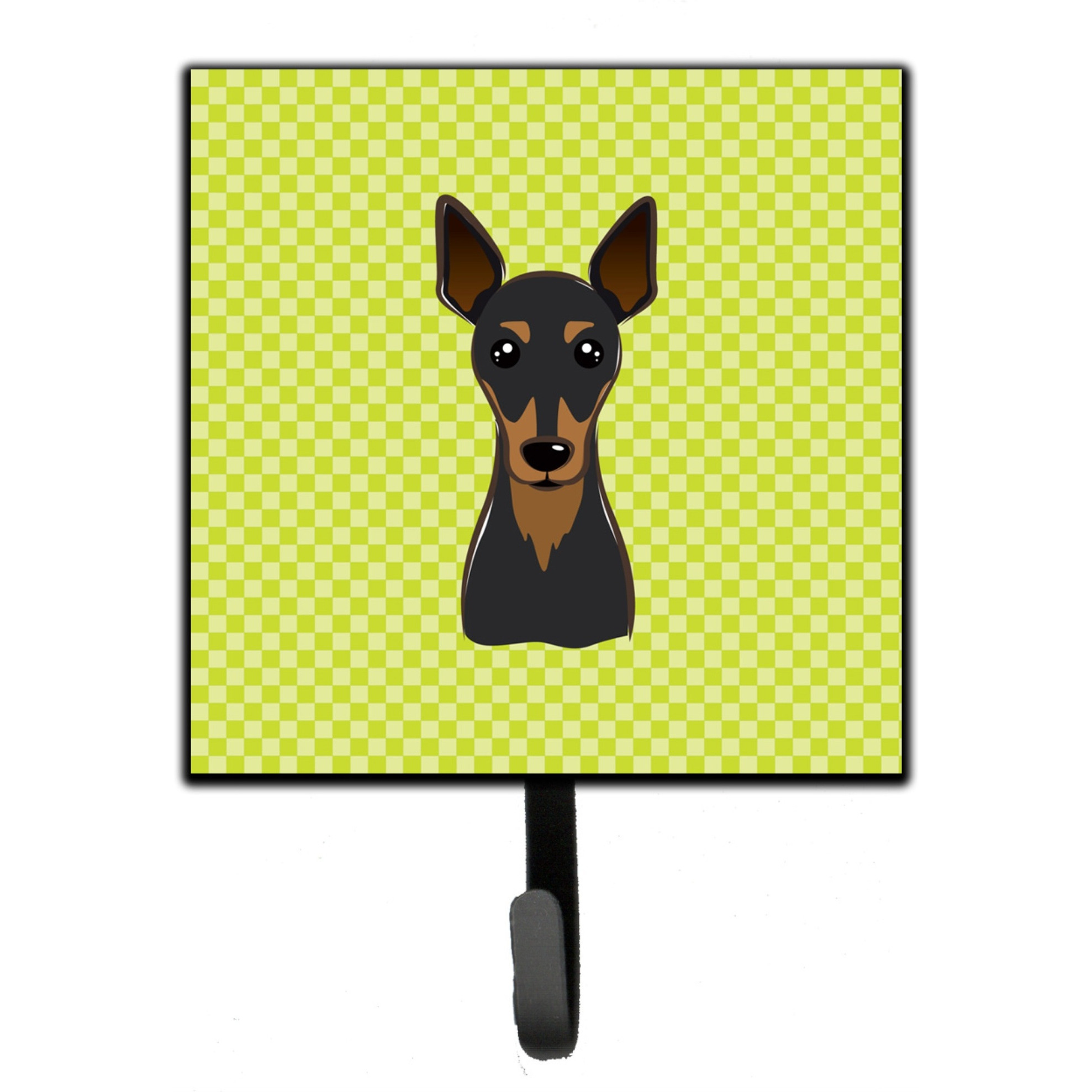 &quotCaroline's Treasures BB1302SH4 Checkerboard Lime Green Min Pin Leash or Key Holder, Small, Multicolor"