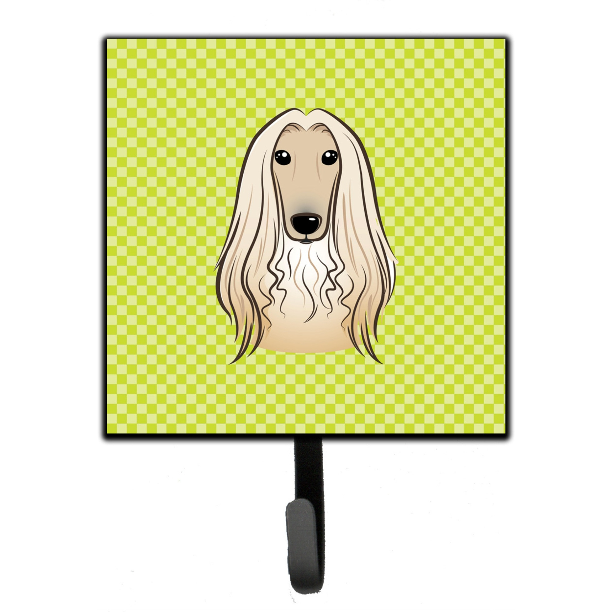 &quotCaroline's Treasures BB1306SH4 Checkerboard Lime Green Afghan Hound Leash or Key Holder, Small, Multicolor"