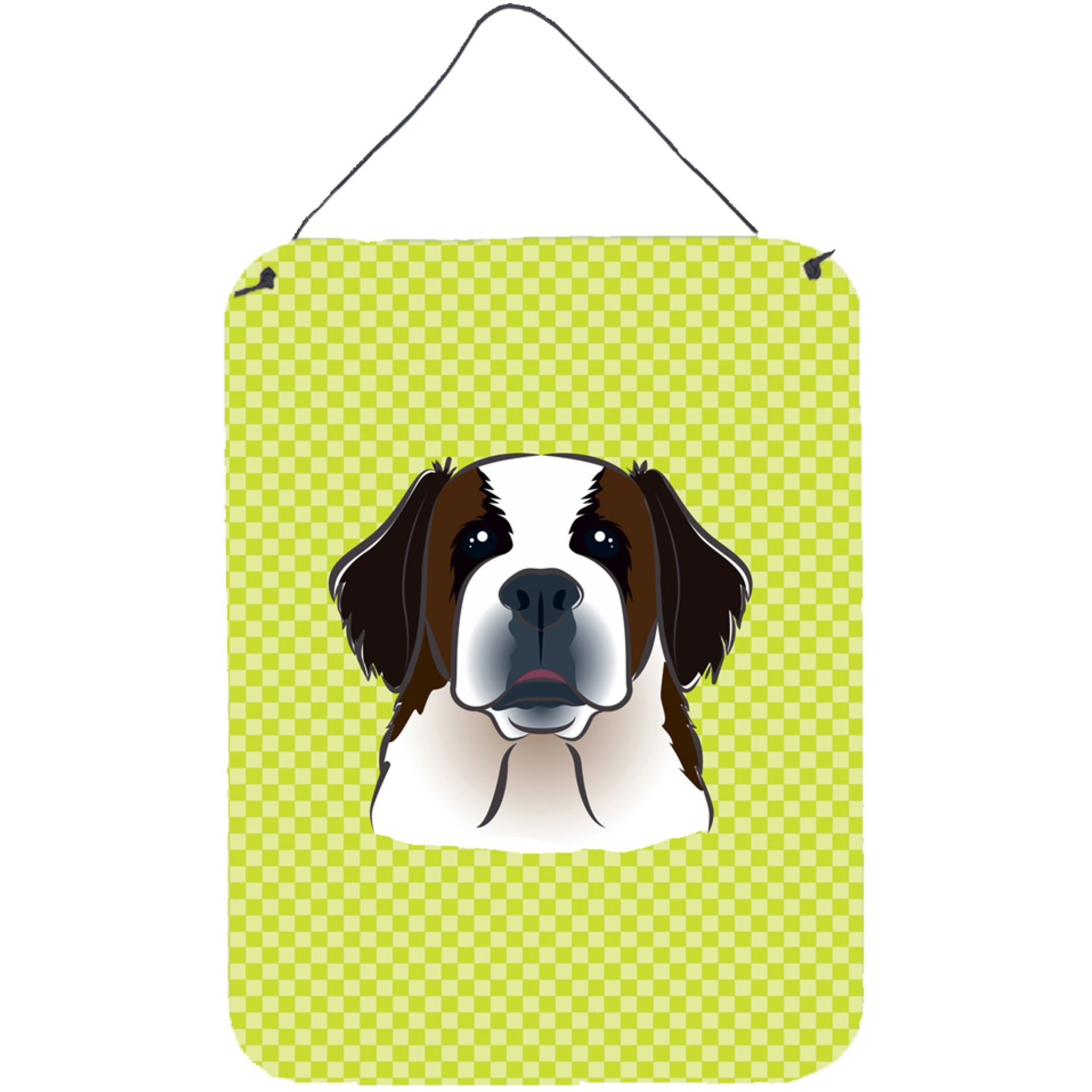 &quotCaroline's Treasures Checkerboard Lime Green Saint Bernard Wall or Door Hanging Prints, 16"" x 12"""