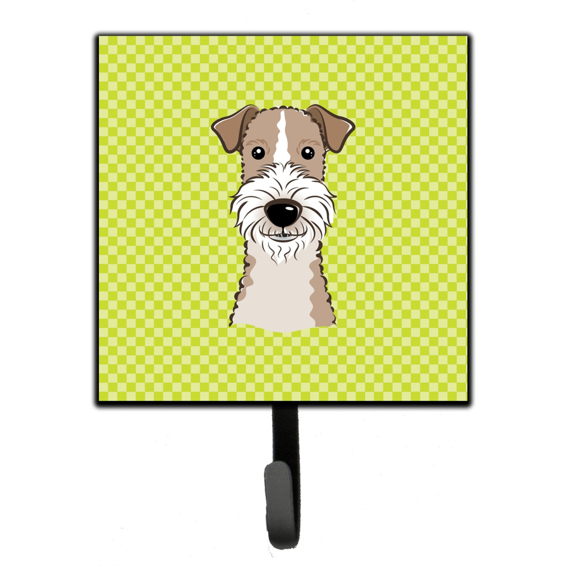 &quotCaroline's Treasures BB1309SH4 Checkerboard Lime Green Wire Haired Fox Terrier Leash or Key Holder, Small, Multicolor"