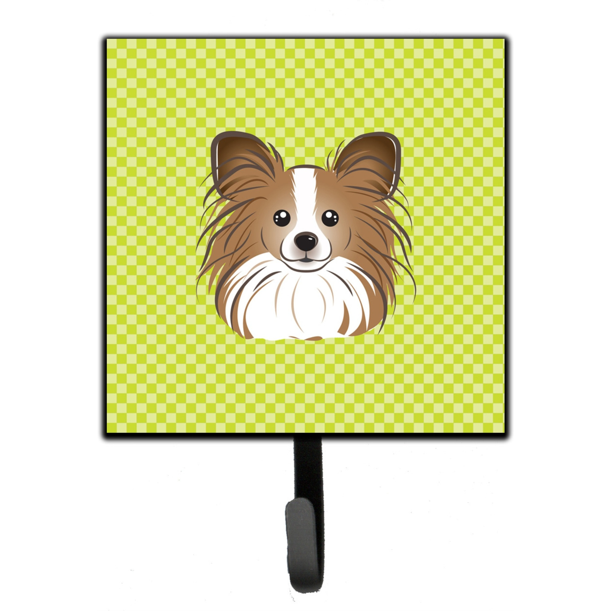 &quotCaroline's Treasures BB1310SH4 Checkerboard Lime Green Papillion Leash or Key Holder, Small, Multicolor"
