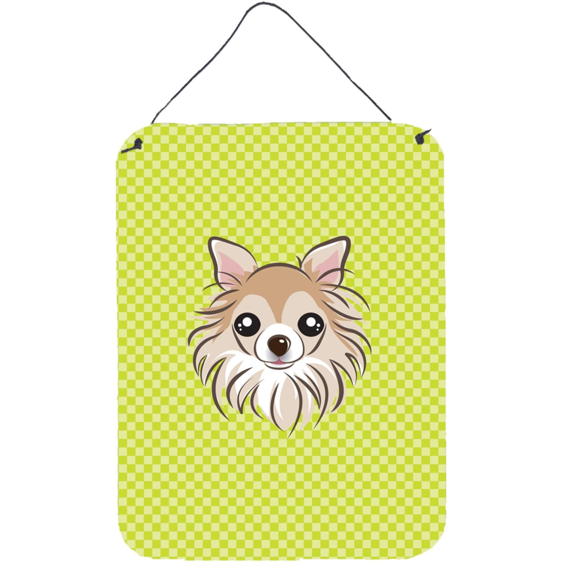 &quotCaroline's Treasures Checkerboard Lime Green Chihuahua Wall or Door Hanging Prints, 16"" x 12"""