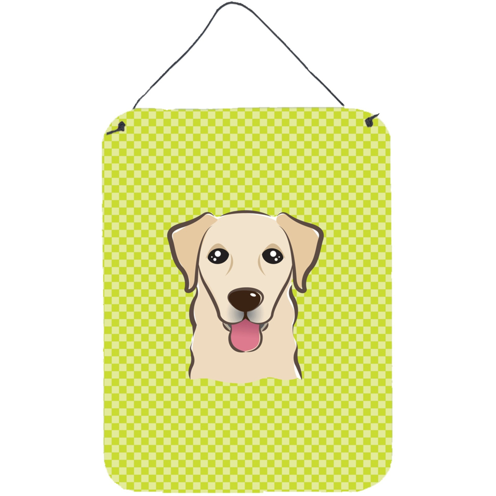 &quotCaroline's Treasures BB1314DS1216 Checkerboard Lime Green Golden Retriever Wall or Door Hanging Prints, 16"" x 12"""