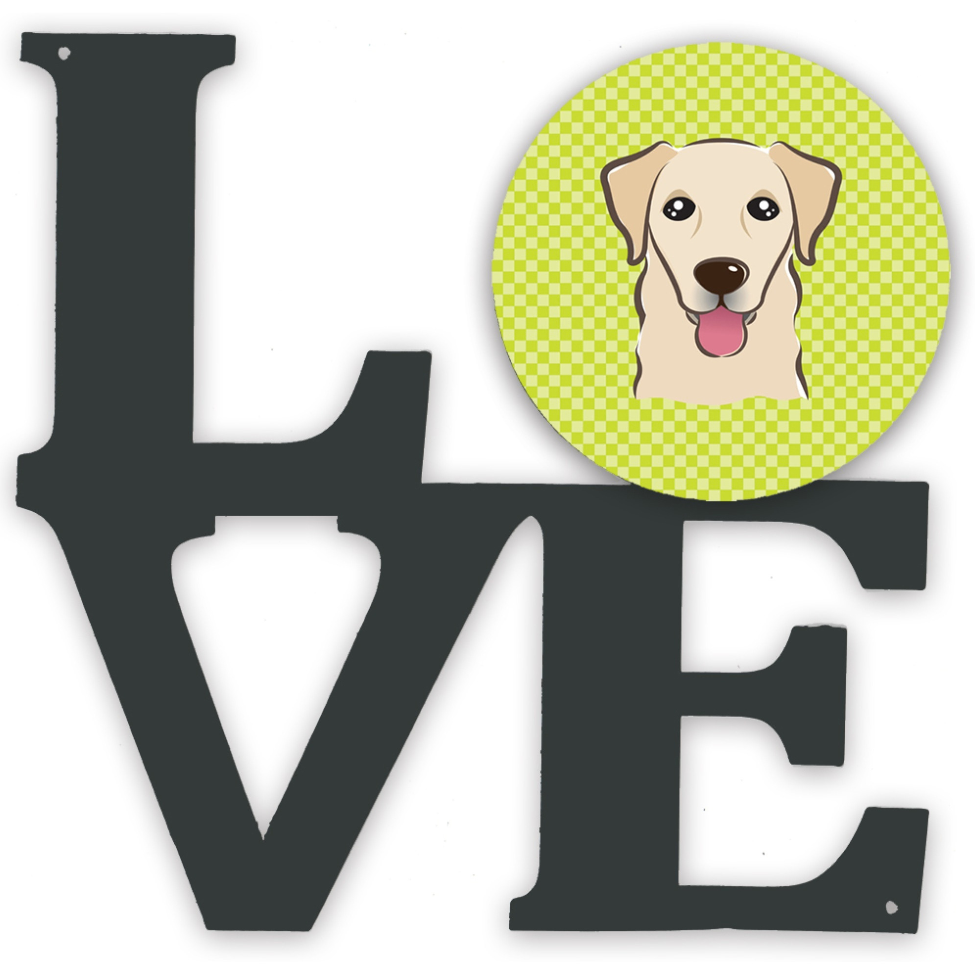 &quotCaroline's Treasures Checkerboard Lime Green Golden Retriever Metal Artwork Love wall-decor, Multicolor"