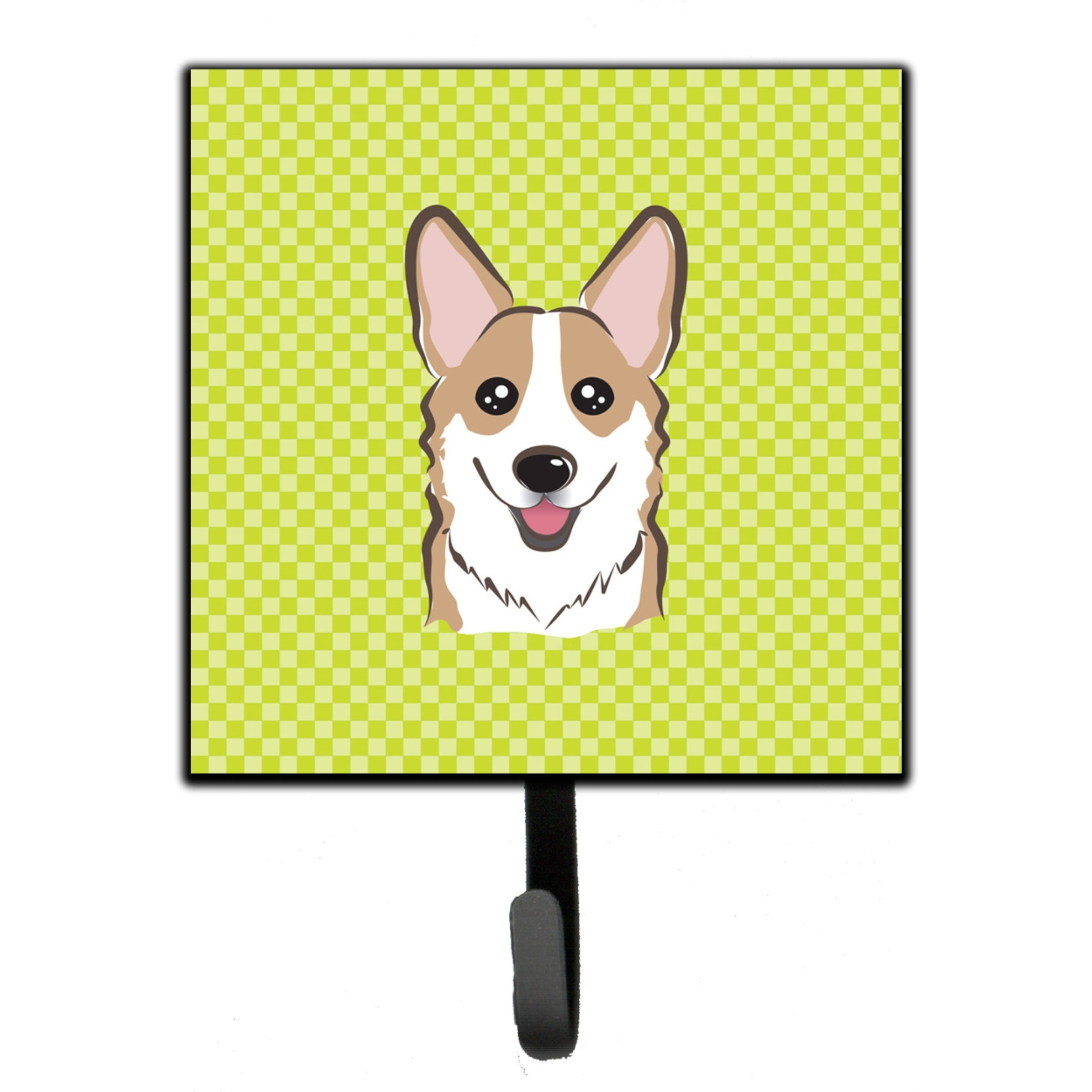 &quotCaroline's Treasures BB1315SH4 Checkerboard Lime Green Corgi Leash or Key Holder, Small, Multicolor"