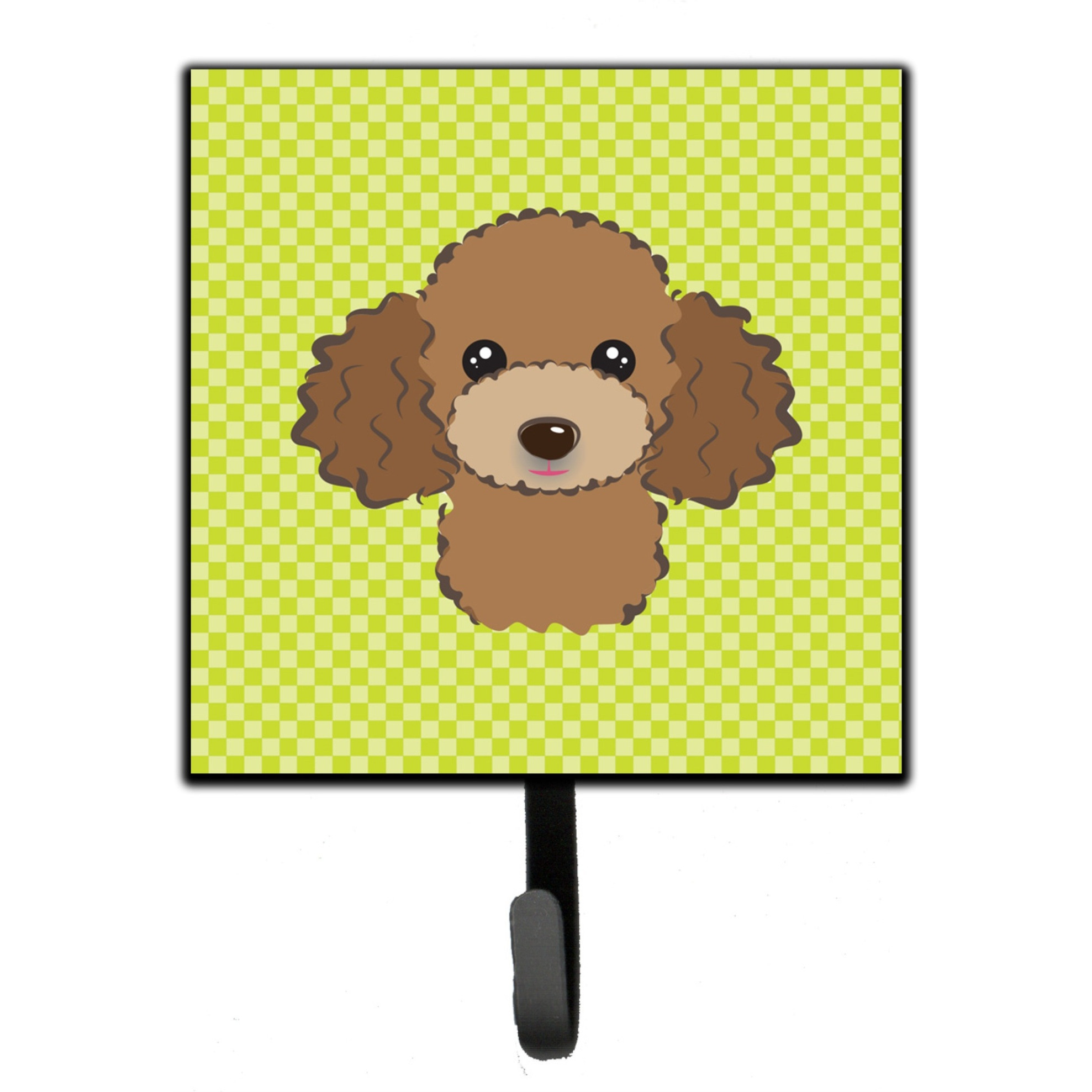 &quotCaroline's Treasures BB1318SH4 Checkerboard Lime Green Chocolate Brown Poodle Leash or Key Holder, Small, Multicolor"