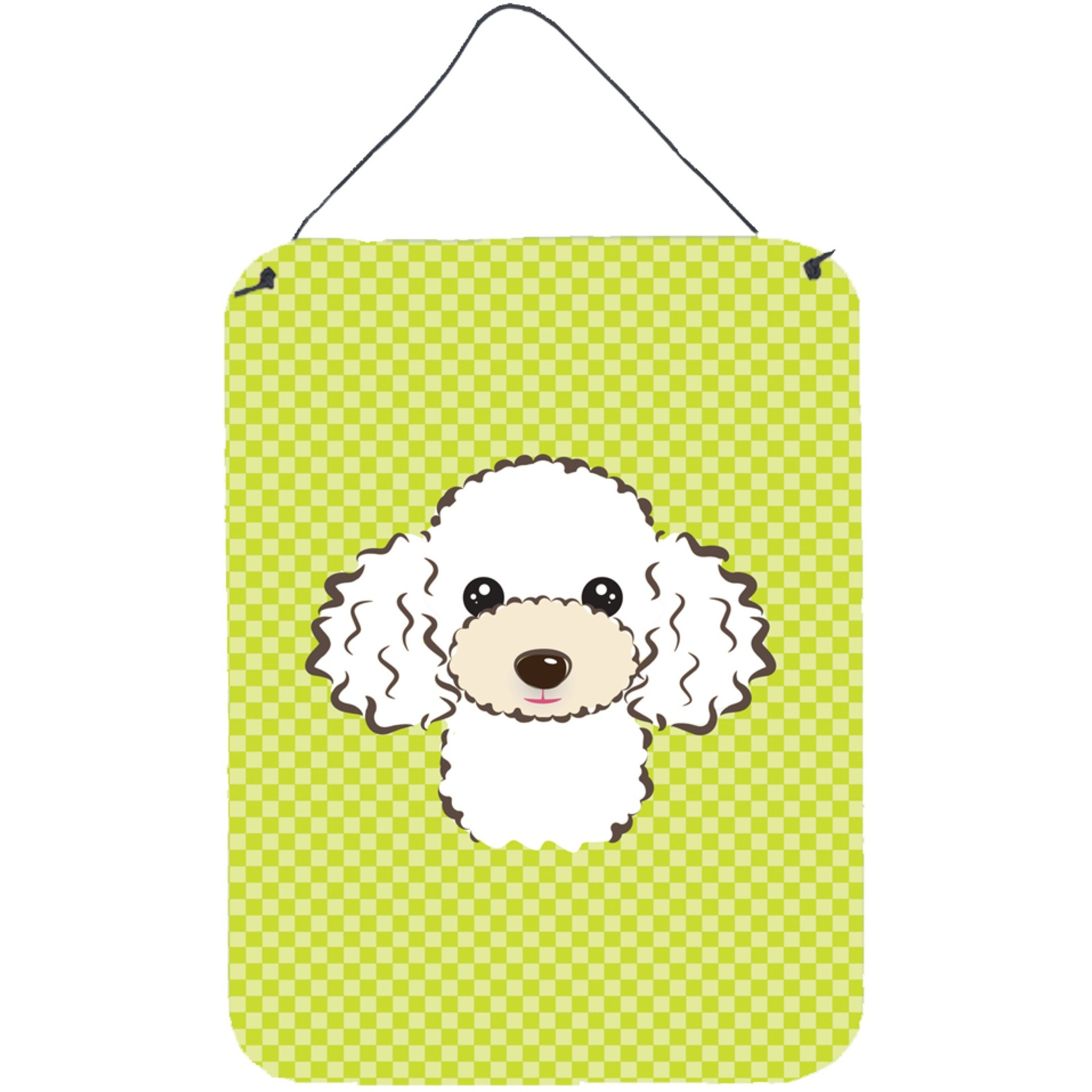 &quotCaroline's Treasures Checkerboard Lime Green White Poodle Wall or Door Hanging Prints, 16"" x 12"""