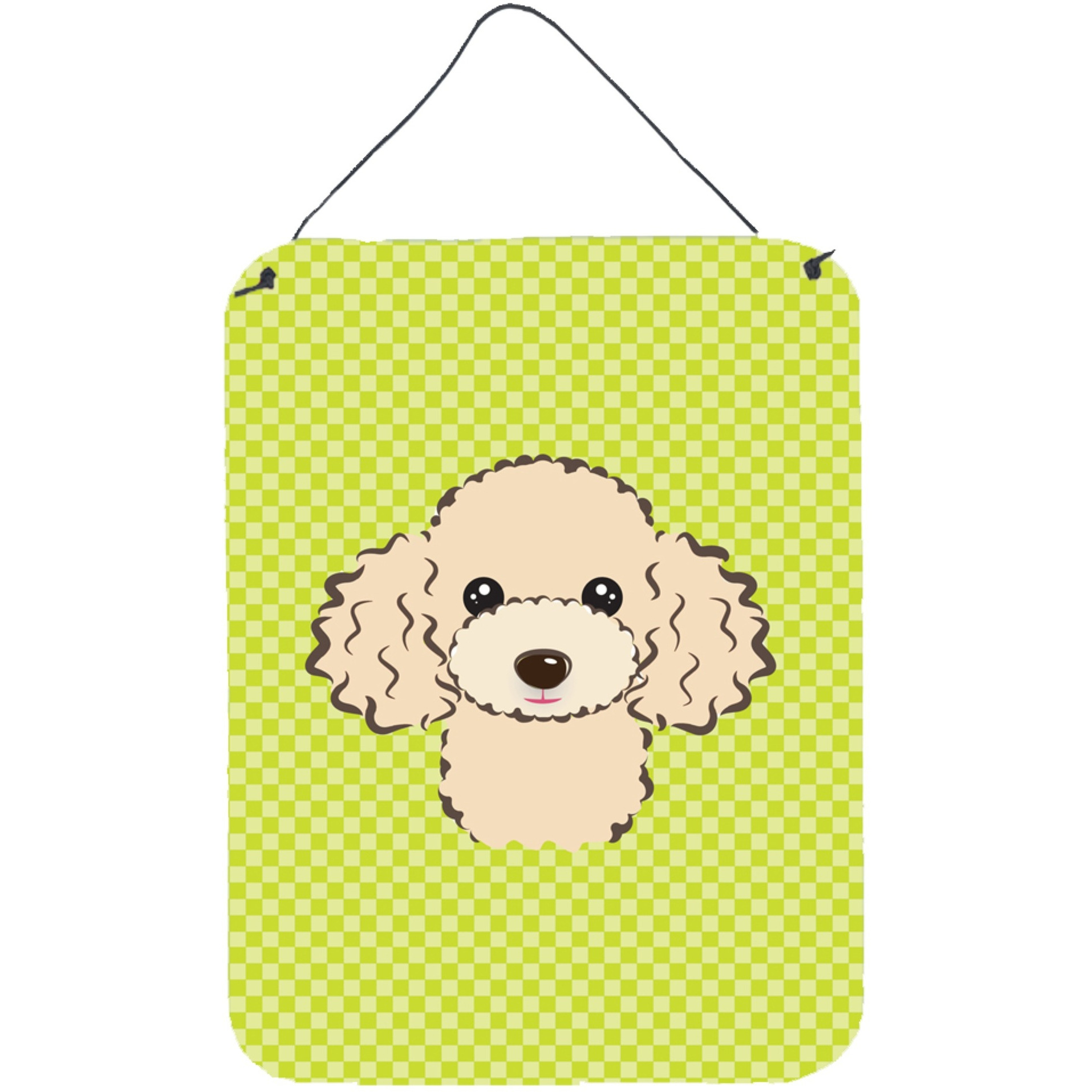 &quotCaroline's Treasures Checkerboard Lime Green Buff Poodle Wall or Door Hanging Prints, 16"" x 12"""