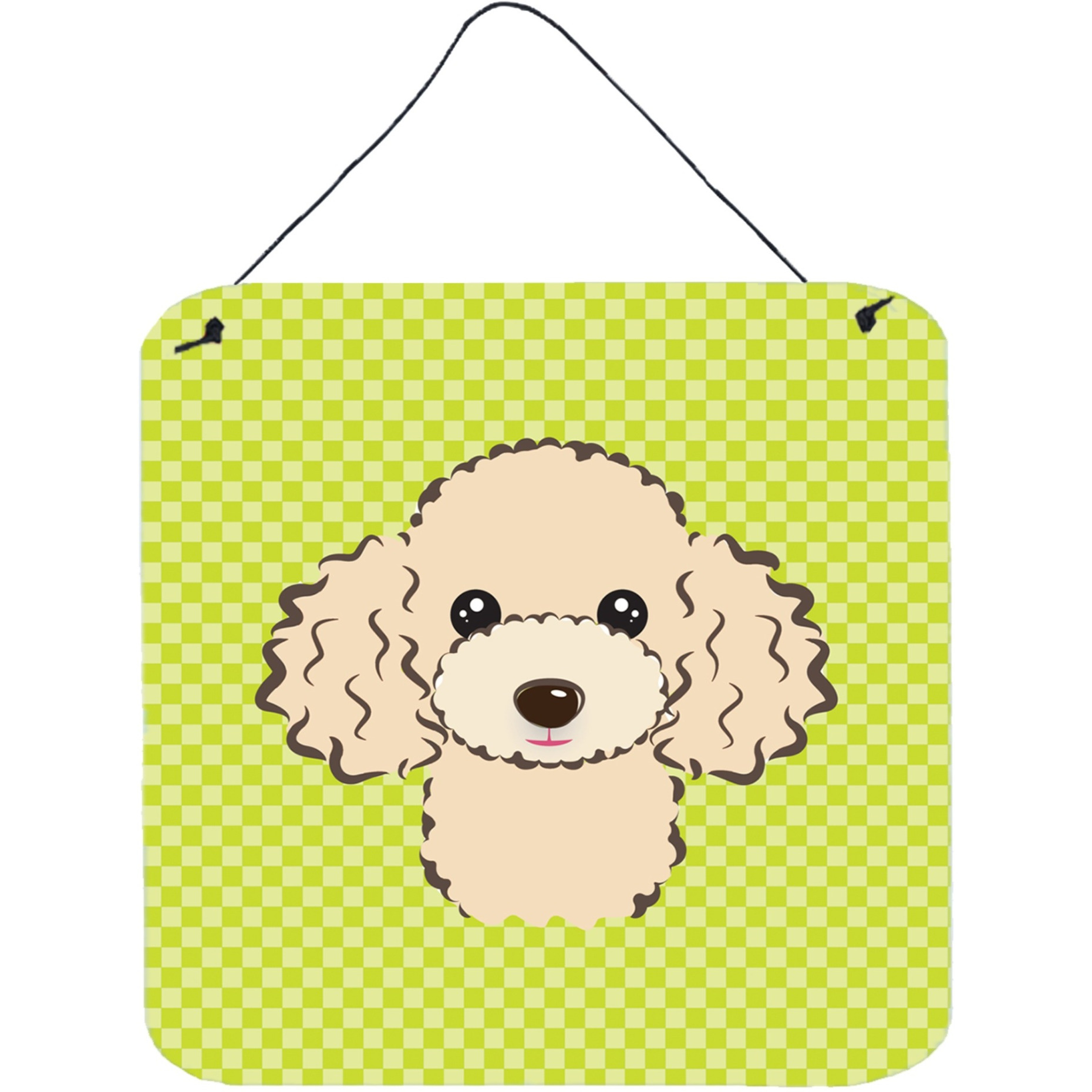 &quotCaroline's Treasures Checkerboard Lime Green Buff Poodle Wall or Door Hanging Prints, 6 x 6"""