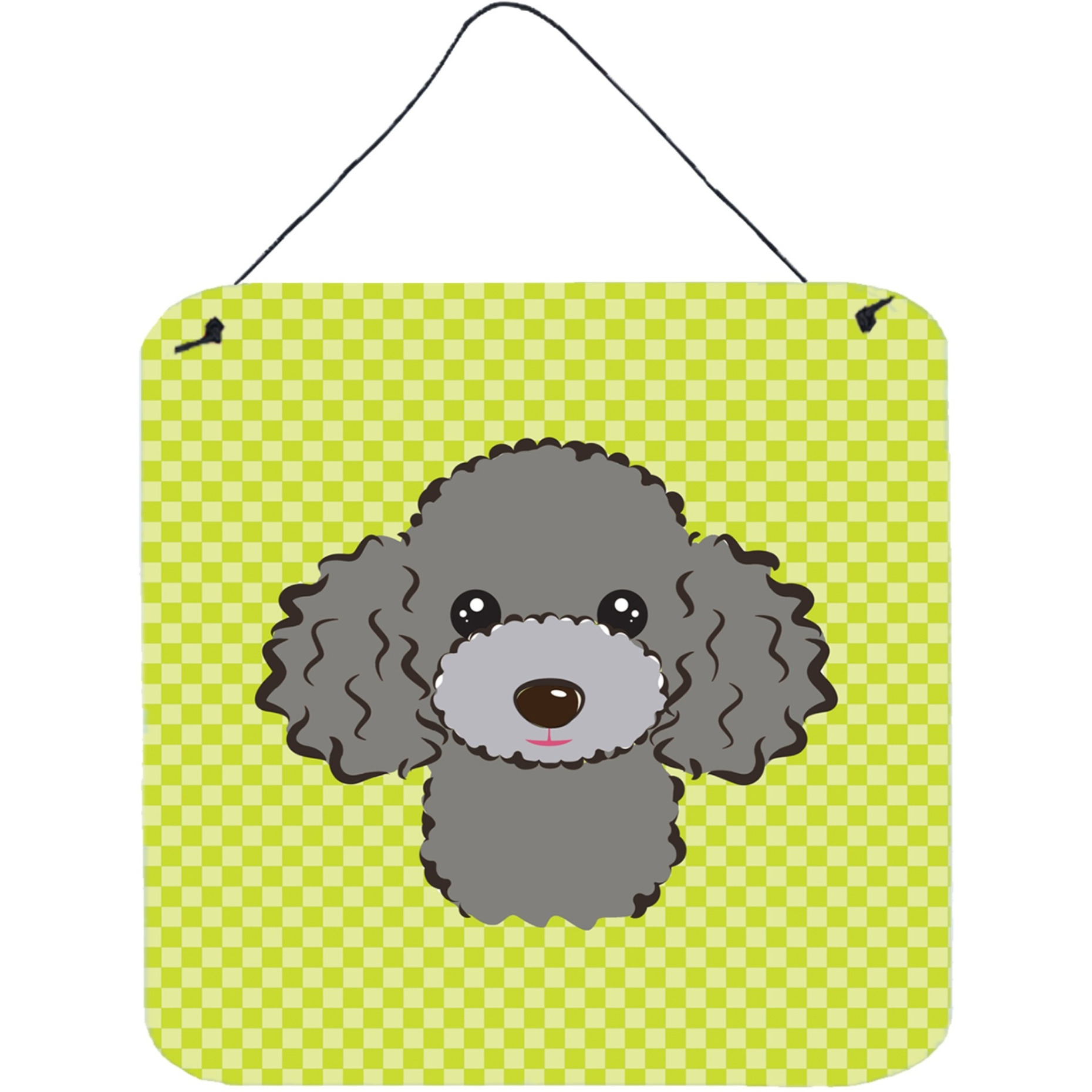 &quotCaroline's Treasures Lime Green Silver Gray Poodle Aluminium Metal Wall or Door Hanging Prints, 6 x 6"""
