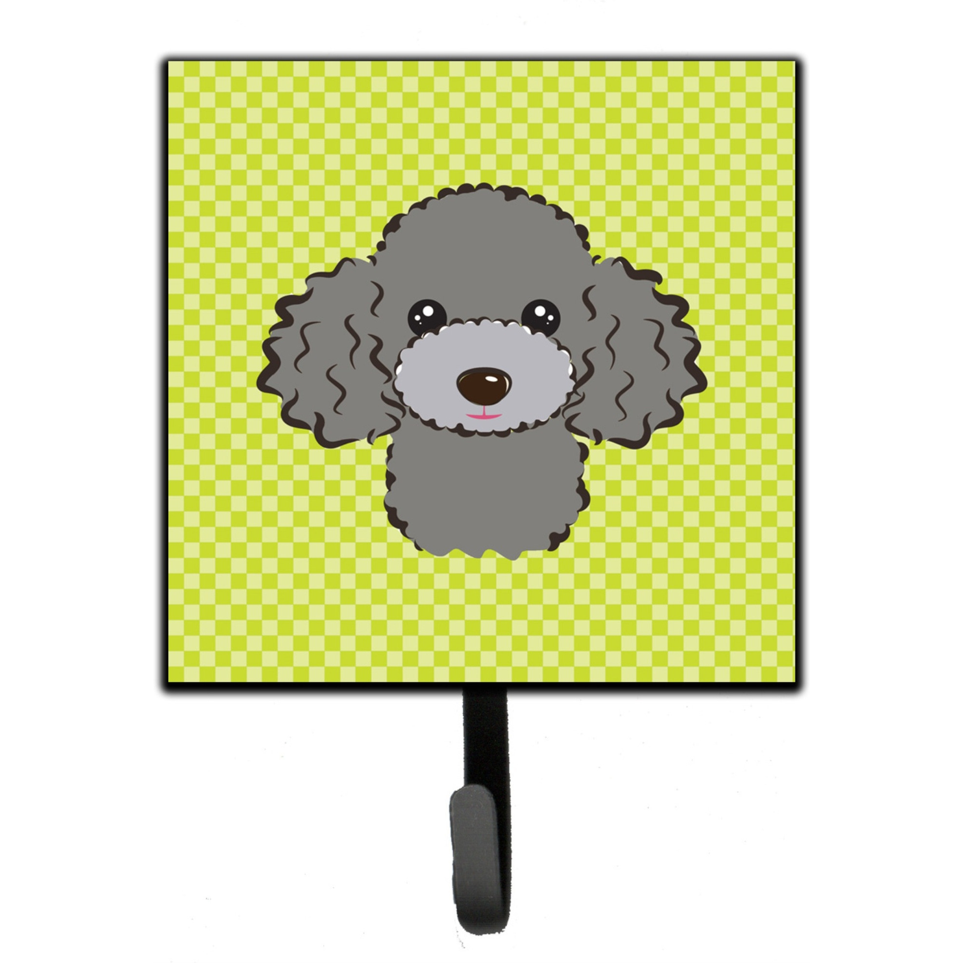 &quotCaroline's Treasures BB1321SH4 Checkerboard Lime Green Silver Gray Poodle Leash or Key Holder, Small, Multicolor"