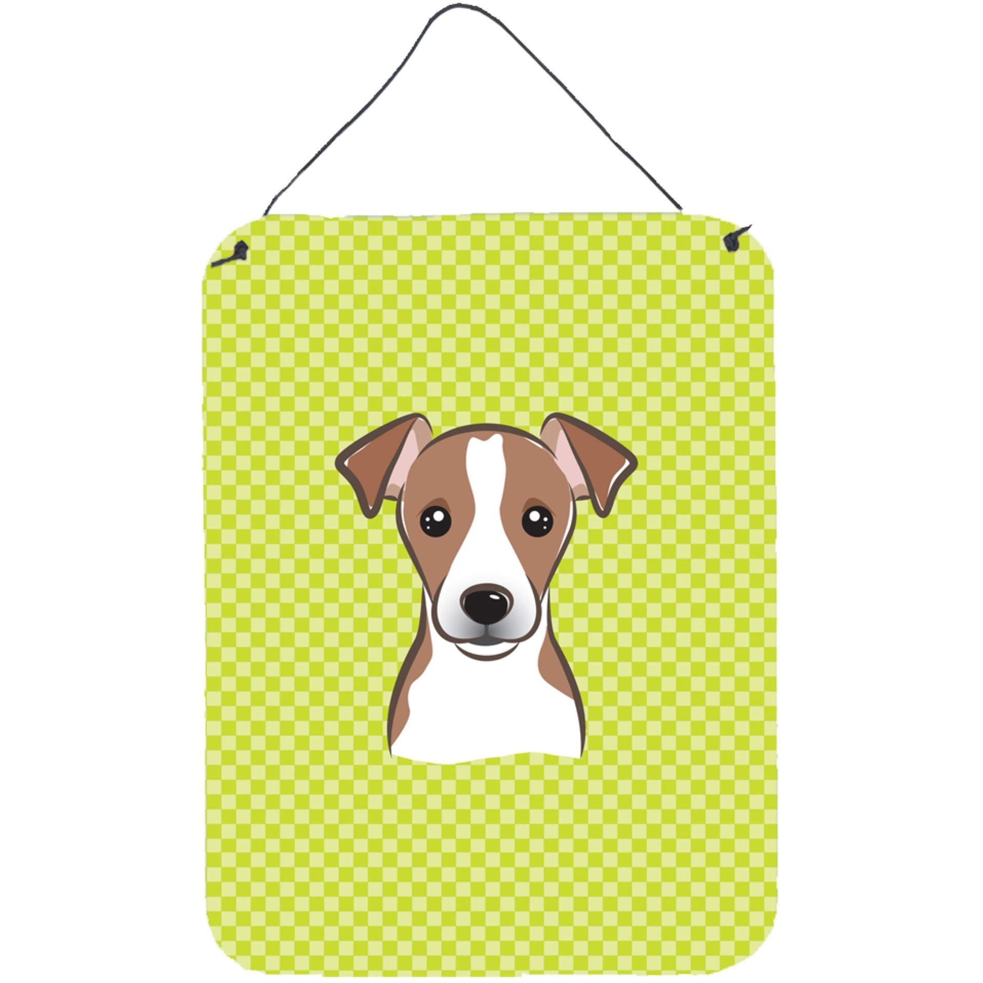 &quotCaroline's Treasures BB1322DS1216 Checkerboard Lime Green Jack Russell Terrier Wall or Door Hanging Prints, 16"" x 12"""