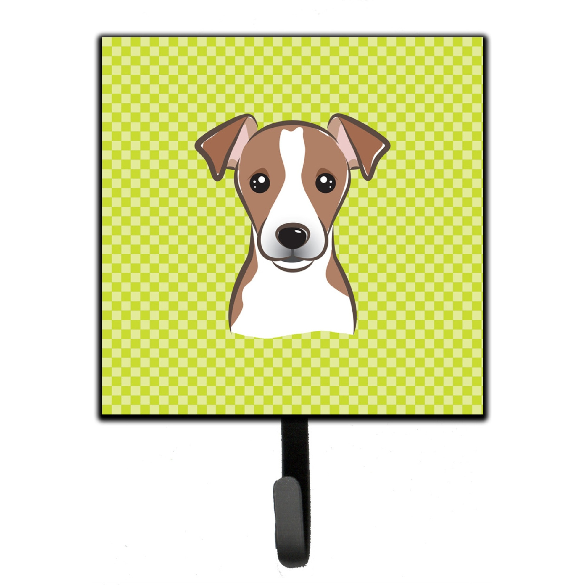 &quotCaroline's Treasures BB1322SH4 Checkerboard Lime Green Jack Russell Terrier Leash or Key Holder, Small, Multicolor"