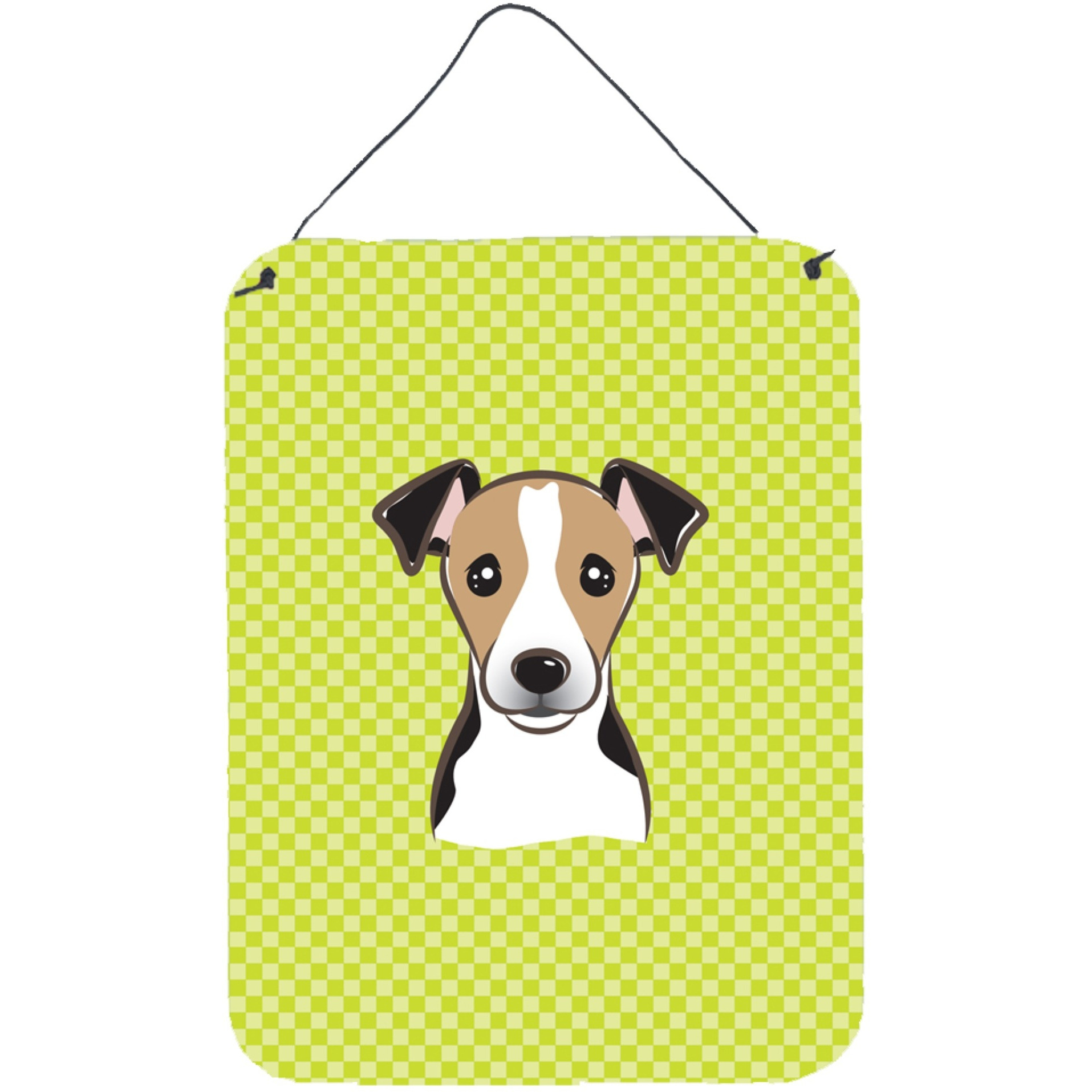 &quotCaroline's Treasures BB1323DS1216 Checkerboard Lime Green Jack Russell Terrier Wall or Door Hanging Prints, 16"" x 12"""