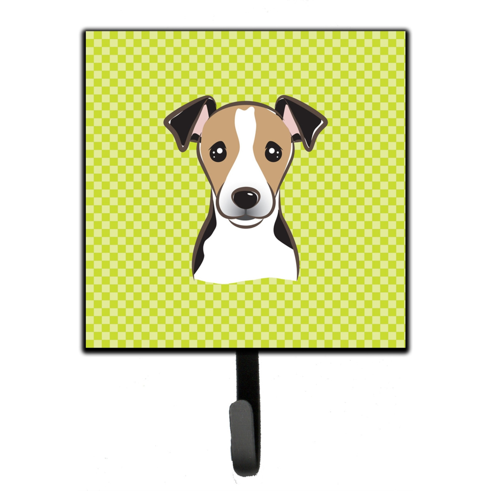 &quotCaroline's Treasures BB1323SH4 Checkerboard Lime Green Jack Russell Terrier Leash or Key Holder, Small, Multicolor"