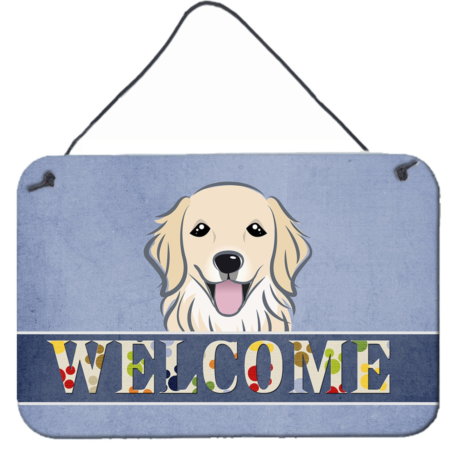&quotCaroline's Treasures BB1391DS812 Golden Retriever Welcome Wall or Door Hanging Prints, 8 x 12"", Multicolor"