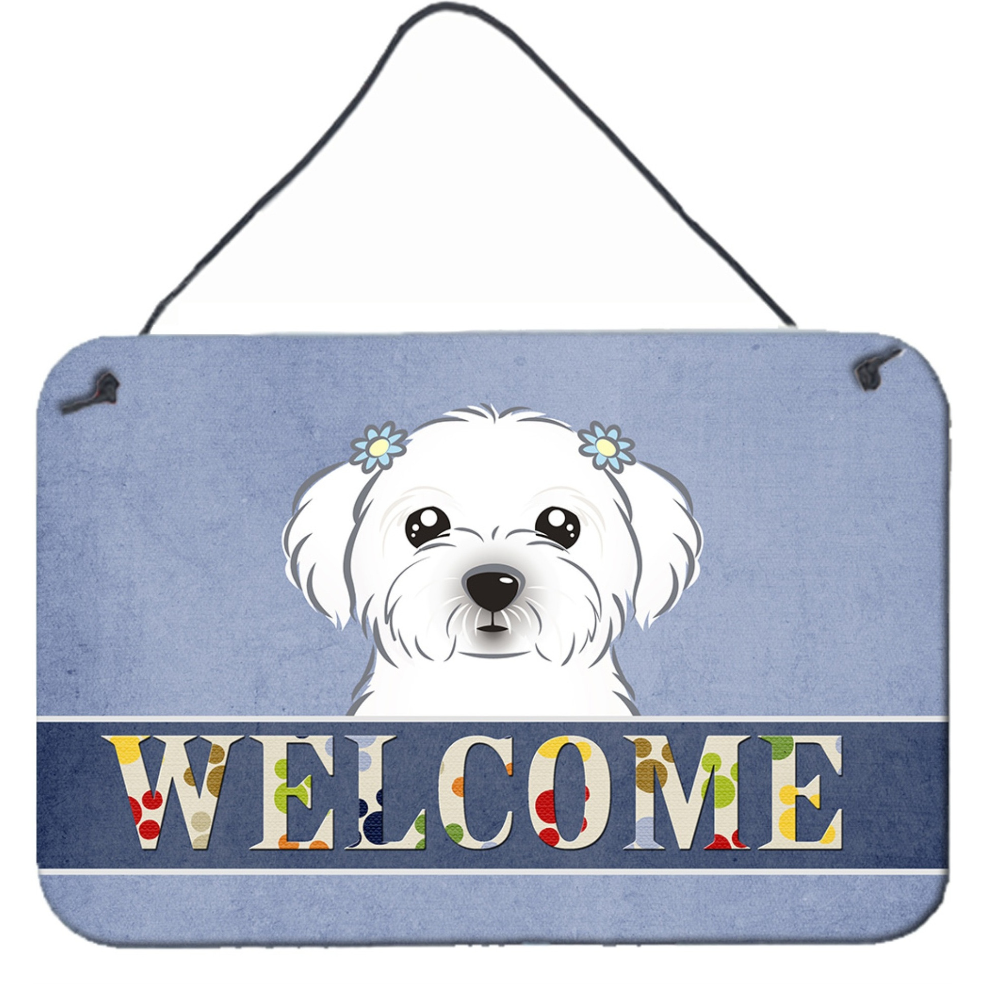 &quotCaroline's Treasures BB1394DS812 Maltese Welcome Wall or Door Hanging Prints, 8 x 12"", Multicolor"