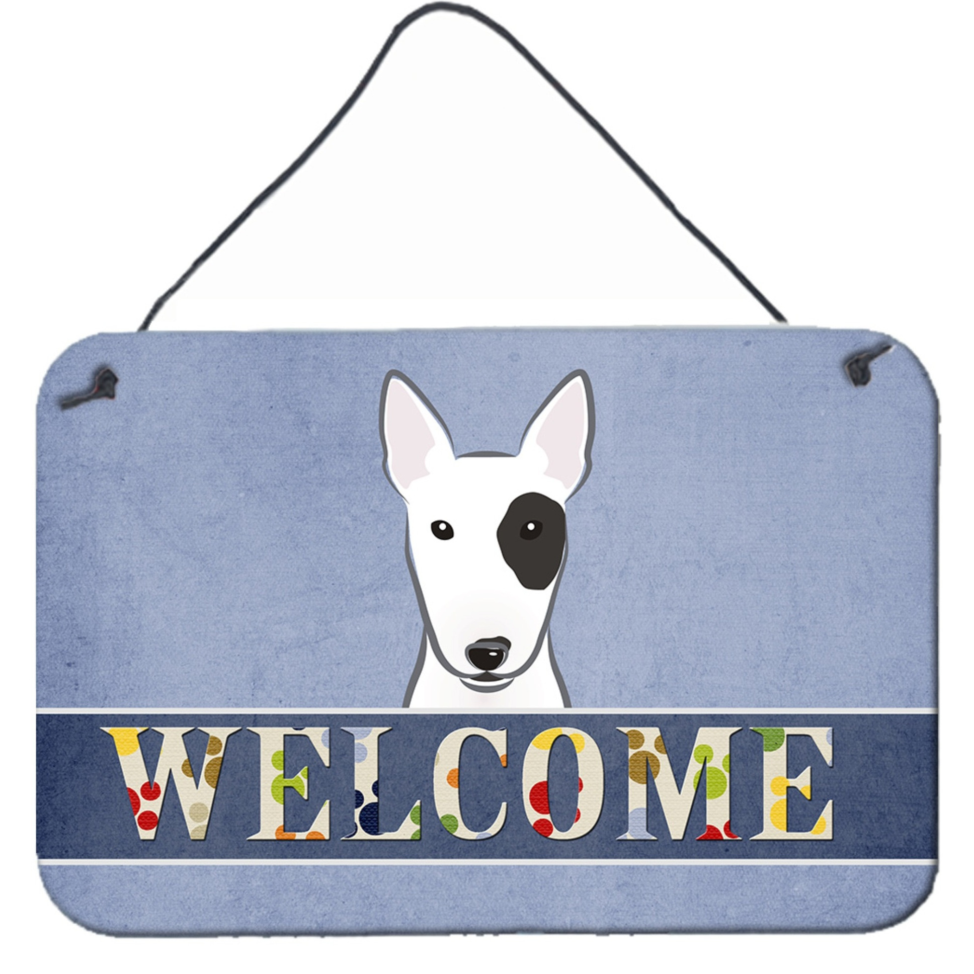 &quotCaroline's Treasures BB1395DS812 Bull Terrier Welcome Wall or Door Hanging Prints, 8 x 12"", Multicolor"