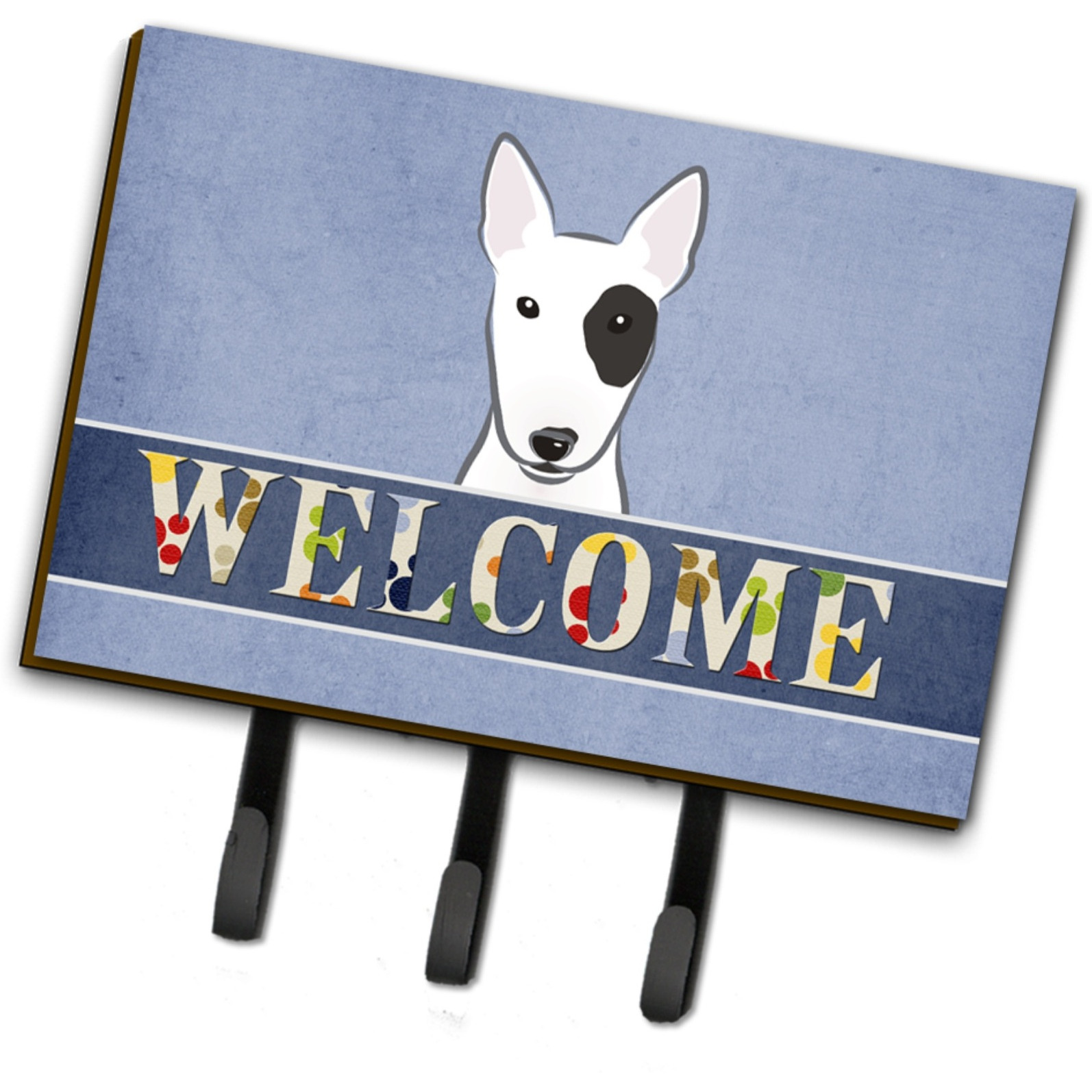 &quotCaroline's Treasures BB1395TH68 Bull Terrier Welcome Leash or Key Holder, Large, Multicolor"