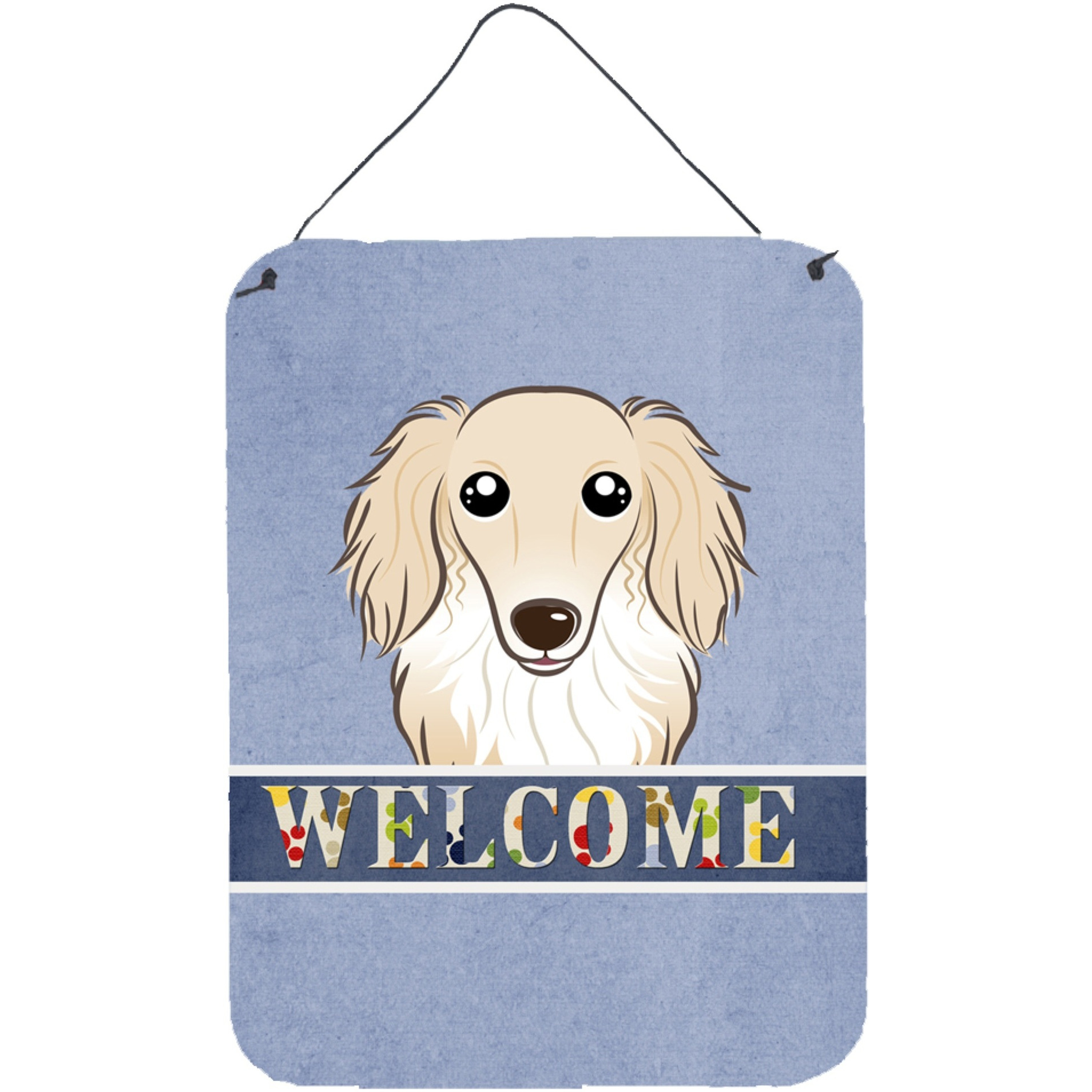 &quotCaroline's Treasures BB1398DS1216 Longhair Crme Dachshund Welcome Wall or Door Hanging Prints, 16 x 12"", Multicolor"