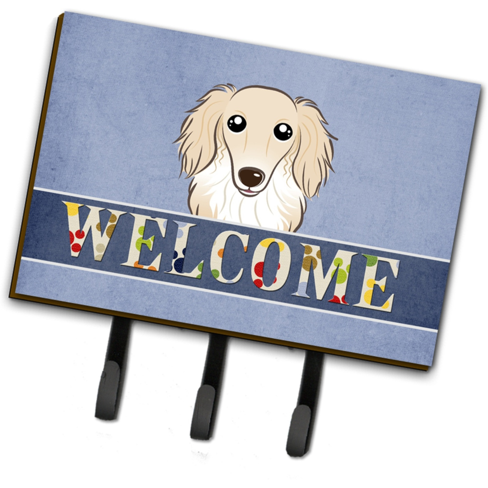 &quotCaroline's Treasures BB1398TH68 Longhair Crme Dachshund Welcome Leash or Key Holder, Large, Multicolor"