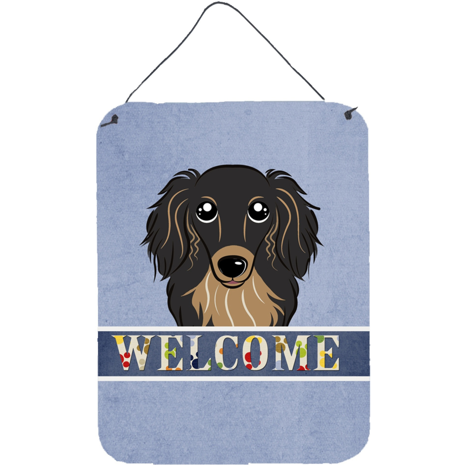 &quotCaroline's Treasures BB1399DS1216 Longhair Black and Tan Dachshund Welcome Wall or Door Hanging Prints, 16 x 12"", Multicolor"
