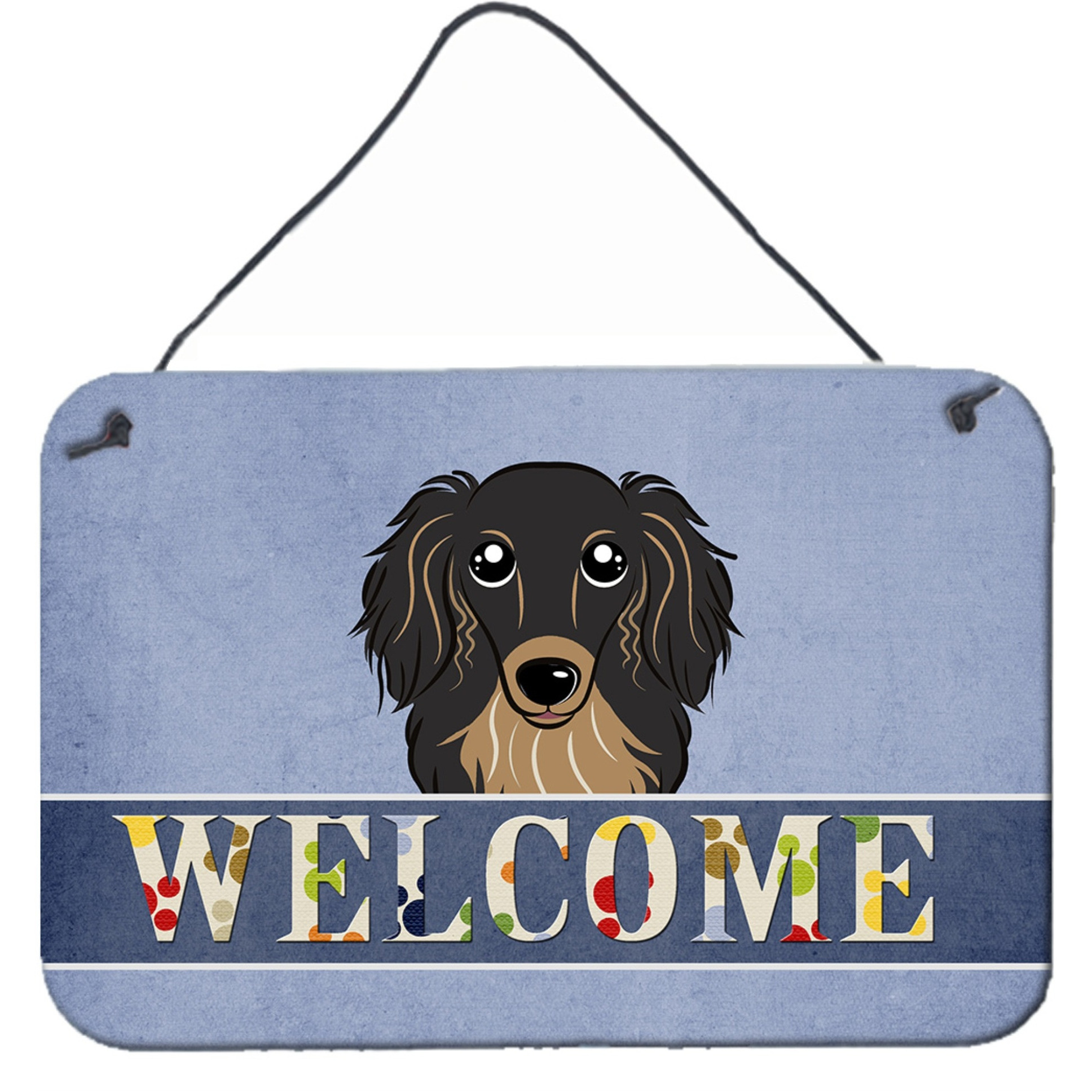 &quotCaroline's Treasures BB1399DS812 Longhair Black and Tan Dachshund Welcome Wall or Door Hanging Prints, 8 x 12"", Multicolor"
