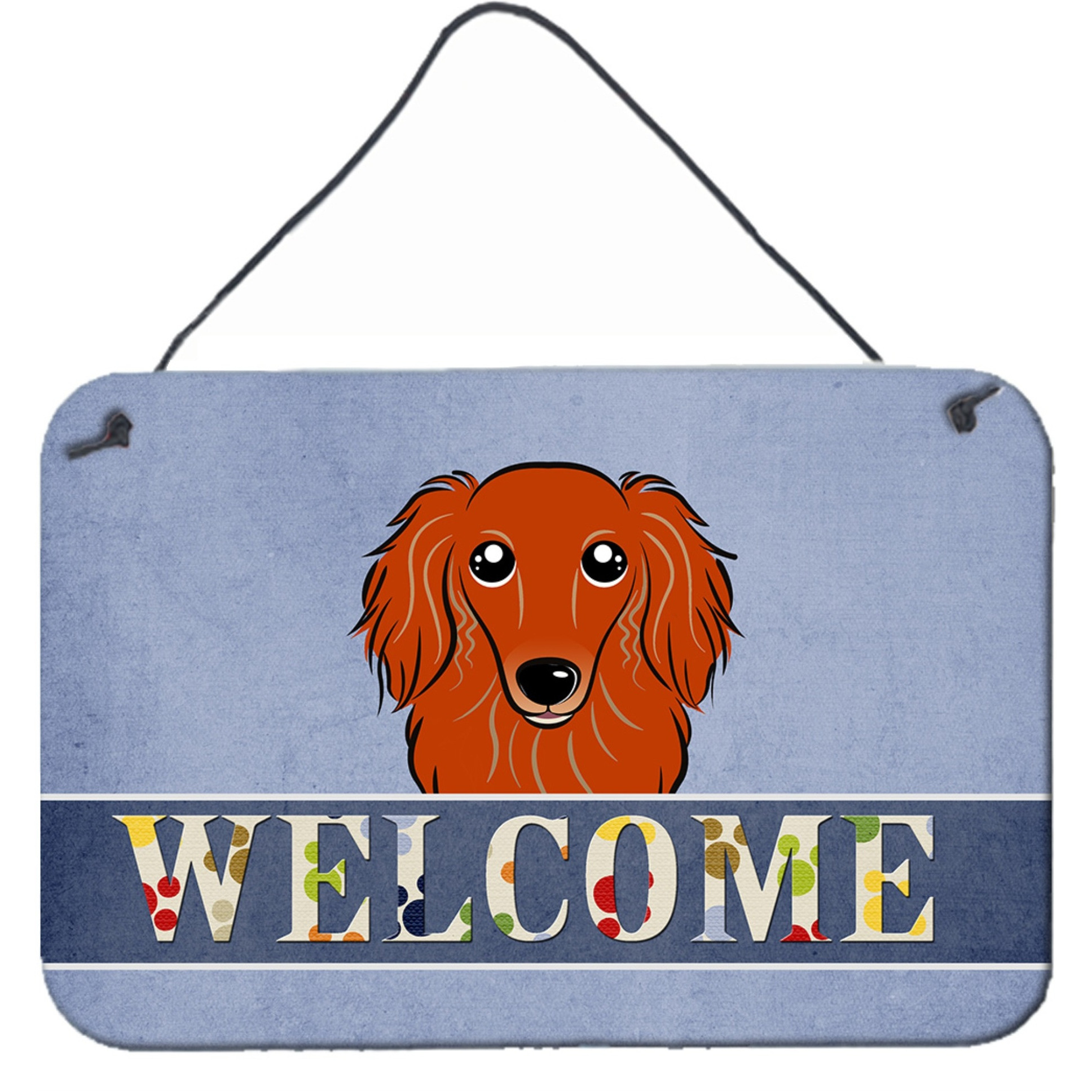 &quotCaroline's Treasures BB1400DS812 Longhair Red Dachshund Welcome Wall or Door Hanging Prints, 8 x 12"", Multicolor"