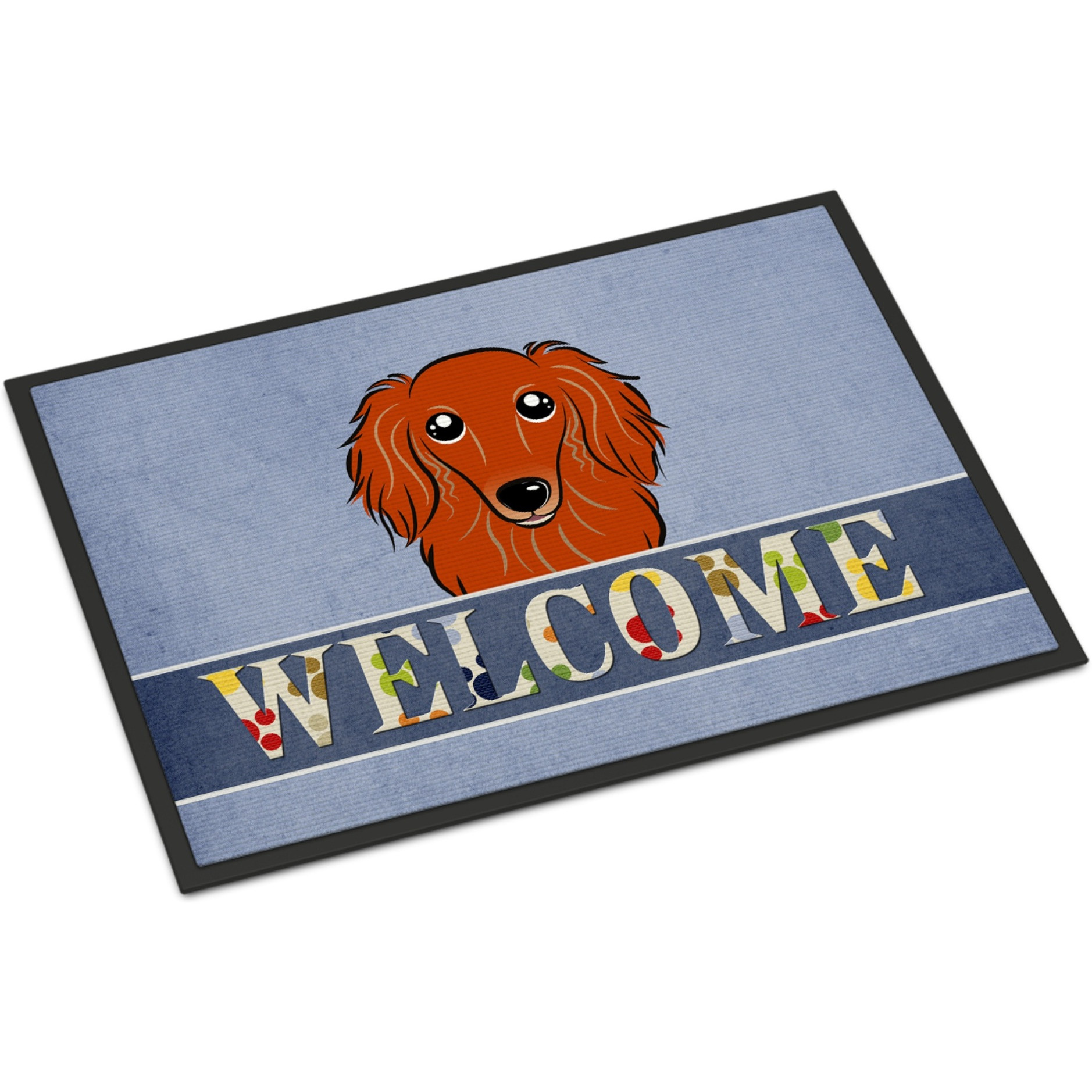 &quotCaroline's Treasures BB1400MAT Longhair Red Dachshund Welcome Indoor or Outdoor Mat, 18 x 27"", Multicolor"