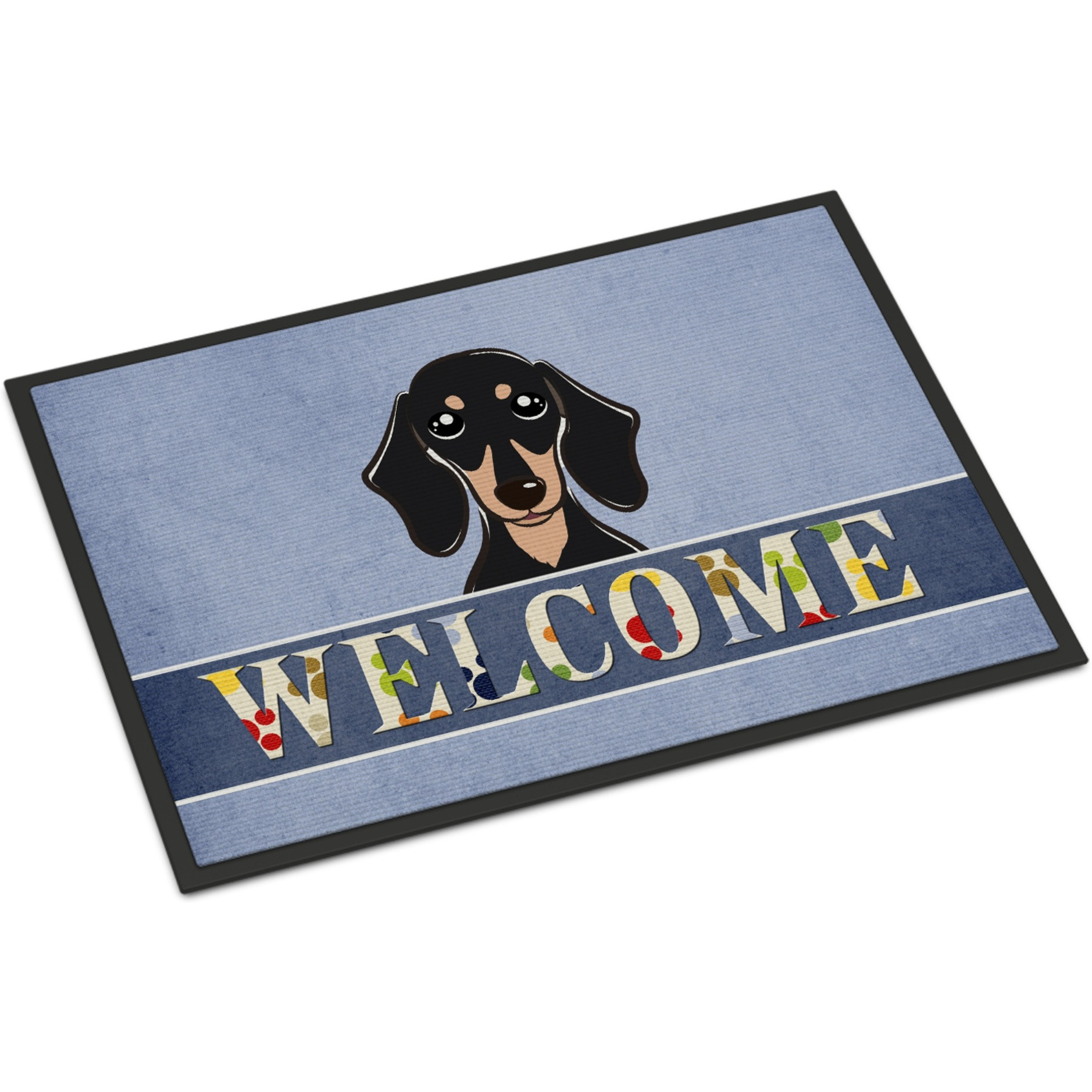 &quotCaroline's Treasures BB1401MAT Smooth Black and Tan Dachshund Welcome Indoor or Outdoor Mat, 18 x 27"", Multicolor"
