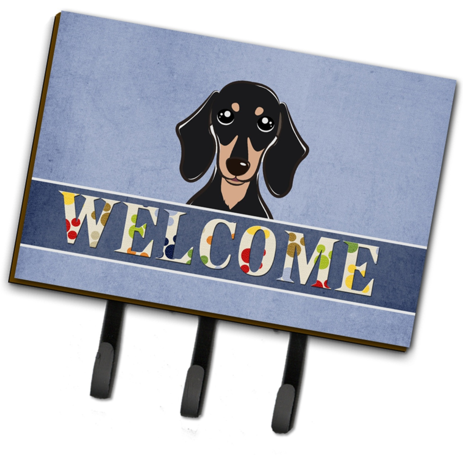 &quotCaroline's Treasures BB1401TH68 Smooth Black and Tan Dachshund Welcome Leash or Key Holder, Large, Multicolor"