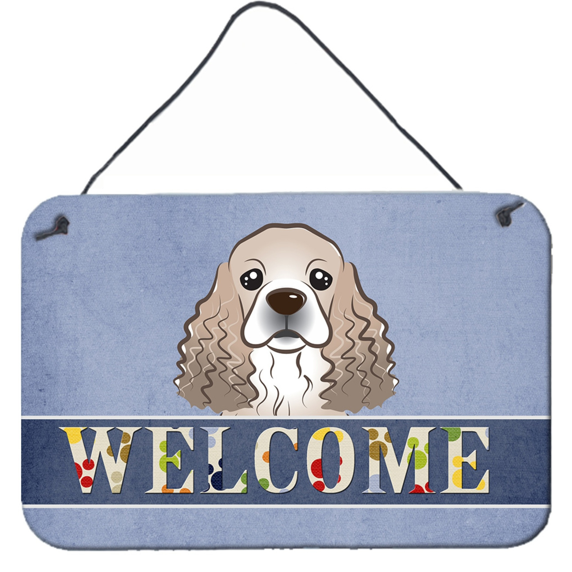 &quotCaroline's Treasures BB1402DS812 Cocker Spaniel Welcome Wall or Door Hanging Prints, 8 x 12"", Multicolor"